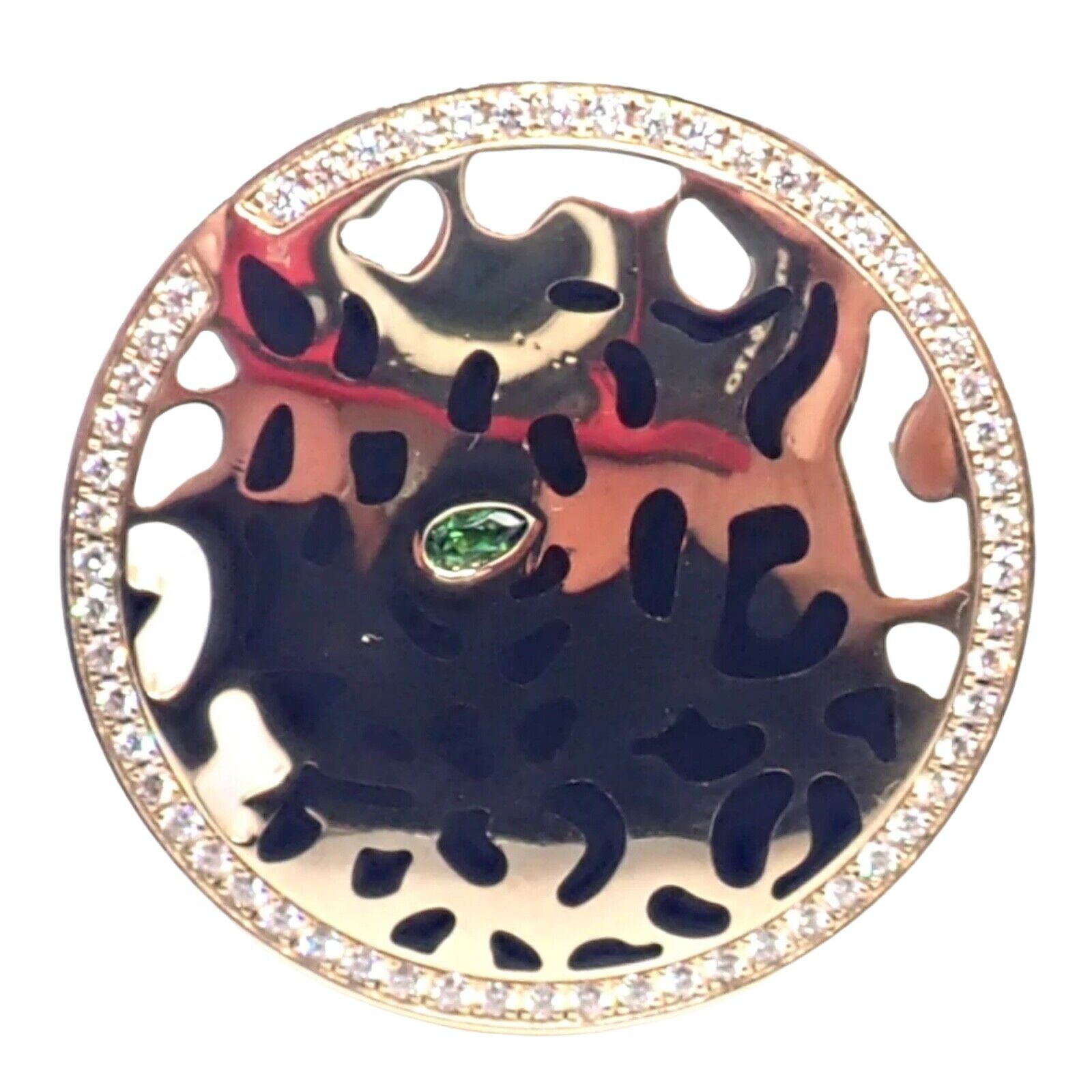 Authentic Cartier Panther 18K Yellow Gold Diamond Lacquer Tsavorite Ring | Luxury Jewelry for Women | Perfect for Weddings, Anniversaries & Special Occasions