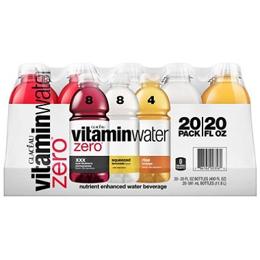 Glaceau VitaminWater Zero Sugar Variety Pack - 20 Fl Oz Bottles (40 Count) - Hydrating Electrolyte Drink for Workouts, Travel & Daily Hydration