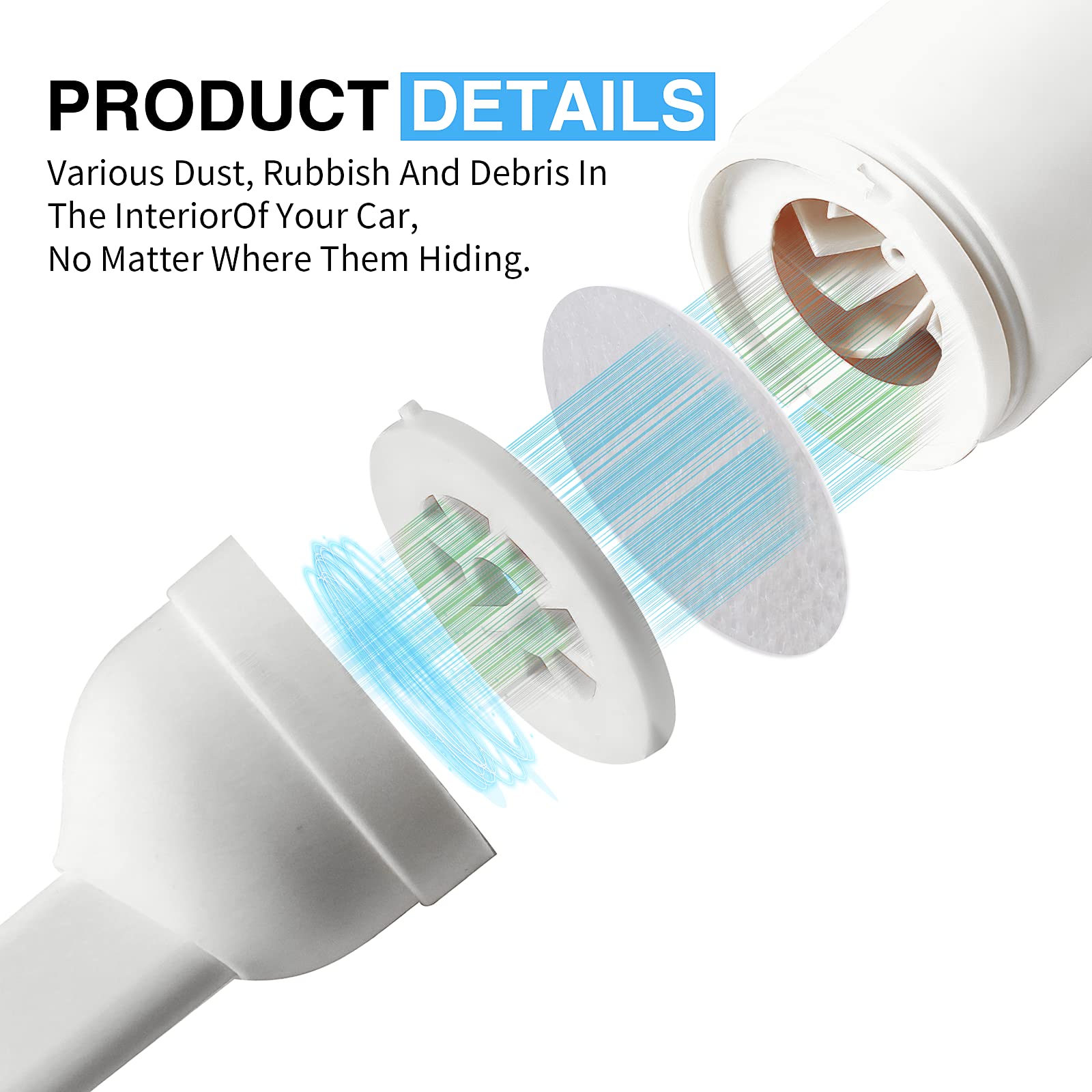 Mini Portable Cordless Car Vacuum Cleaner - Handheld USB Rechargeable for Quick Cleaning Pet Hair, Dust in Home, Office & Car (White) | Perfect for Car Seats, Upholstery & Small Spaces