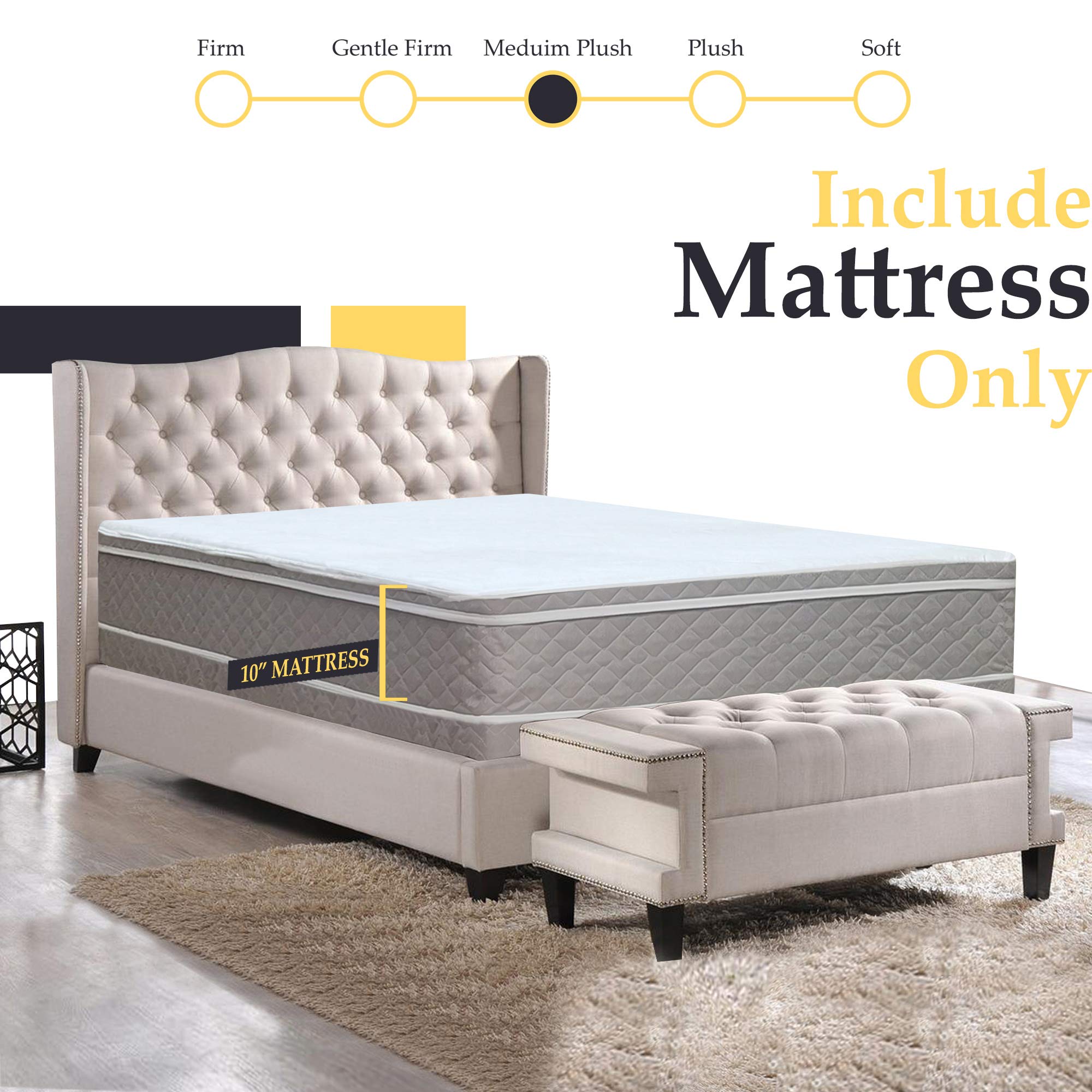 10-Inch Eurotop Pillowtop Innerspring Mattress - Fully Assembled Twin Size for Back Support & Pressure Relief | Perfect for Guest Rooms, Dorms & Small Bedrooms