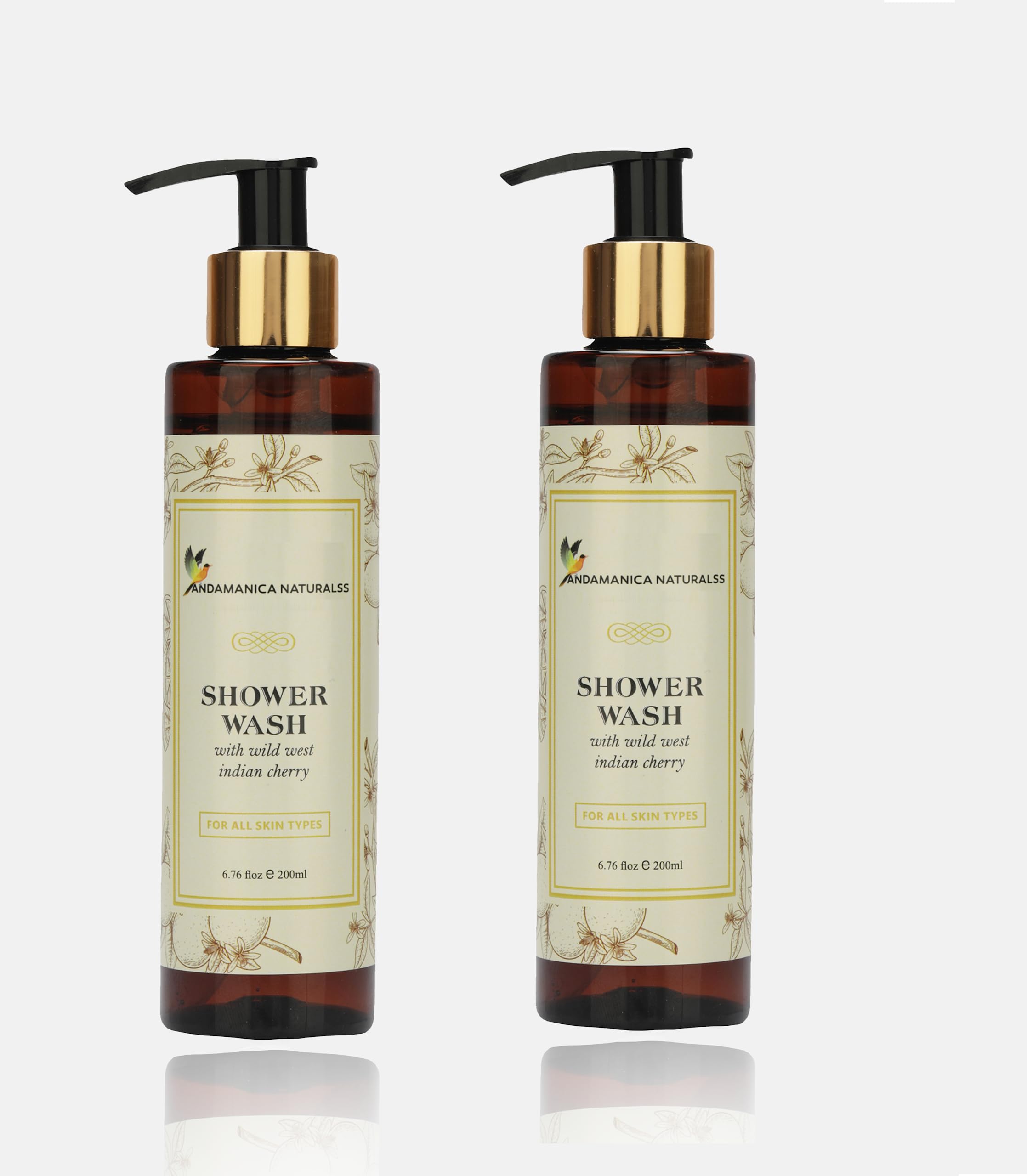 ANDAMANICA NATURALSS Ayurvedic Shower Gel - Sulfate & Paraben Free Body Wash for Women & Men - 200ml (Pack of 2) | Hydrating & Soothing Natural Ingredients for Daily Skincare & Relaxing Bath Time