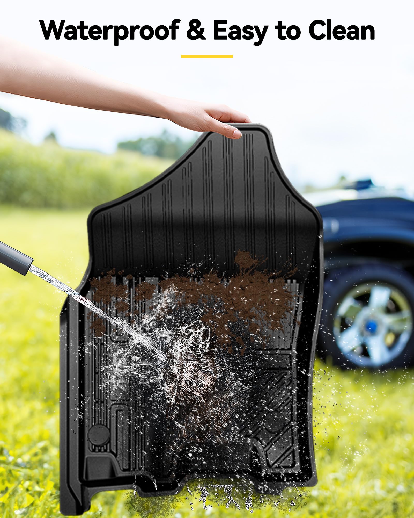 Custom Fit All-Weather TPE Floor Mats for 2019-2024 Dodge Ram 1500 Crew Cab (Excludes Classic Models) - 1st & 2nd Row Full Set Car Floor Liners | Durable Protection for Mud, Snow & Spills | Perfect for Off-Roading, Daily Commuting & Family Road Trips