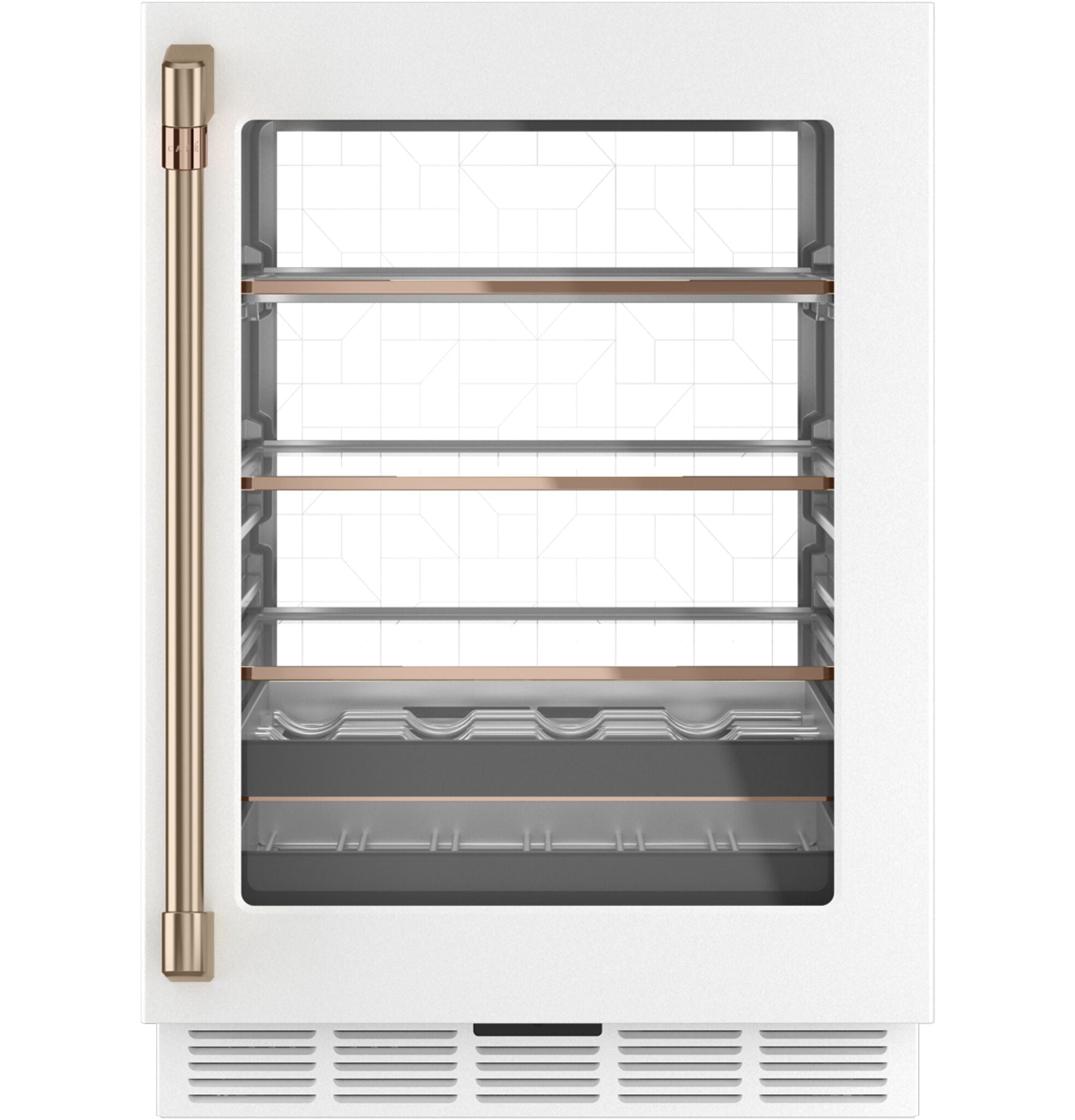 Café Matte White Beverage Center - 5.1 cu.ft. Compact Refrigerator with Glass Door | CCP06BP4PW2 | Perfect for Home, Office, or Entertainment Spaces