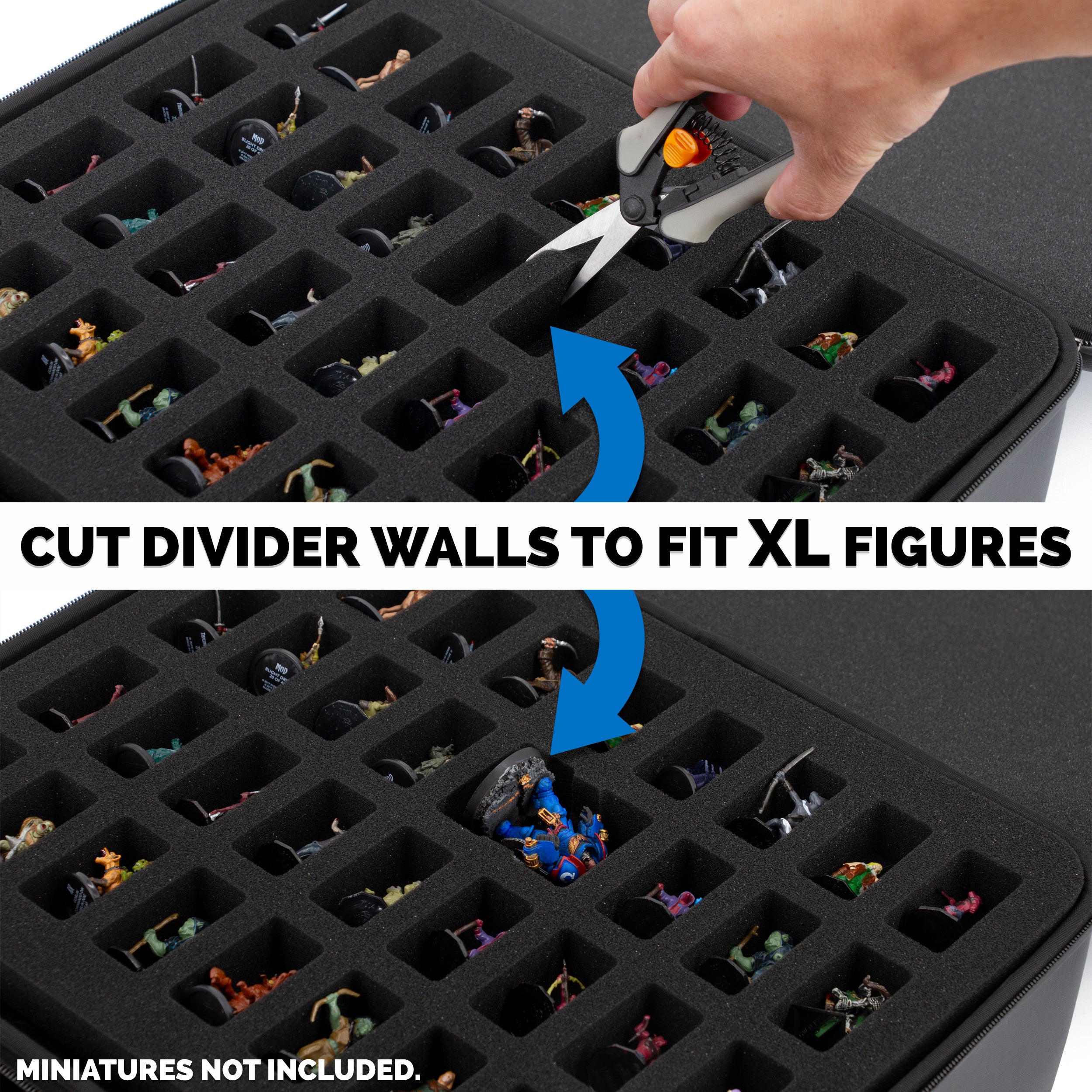 CASEMATIX 144 Slot Miniature Storage Case with Programmable Lock - 4 Foam Trays, Shoulder Strap for Mini Figures & Collectibles | Perfect for Tabletop Gaming, Warhammer, D&D Miniatures Storage & Transport