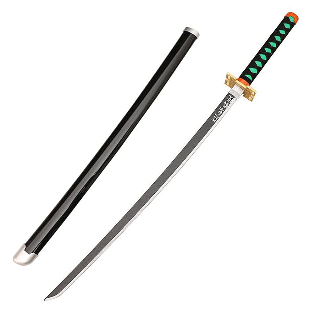 Demon Slayer Wooden Katana Sword - Kamado Tanjiro Cosplay Prop (104cm) | Anime Collectible, Kids Safe Training Weapon, Halloween Costume Accessory & Home Decor for Anime Fans