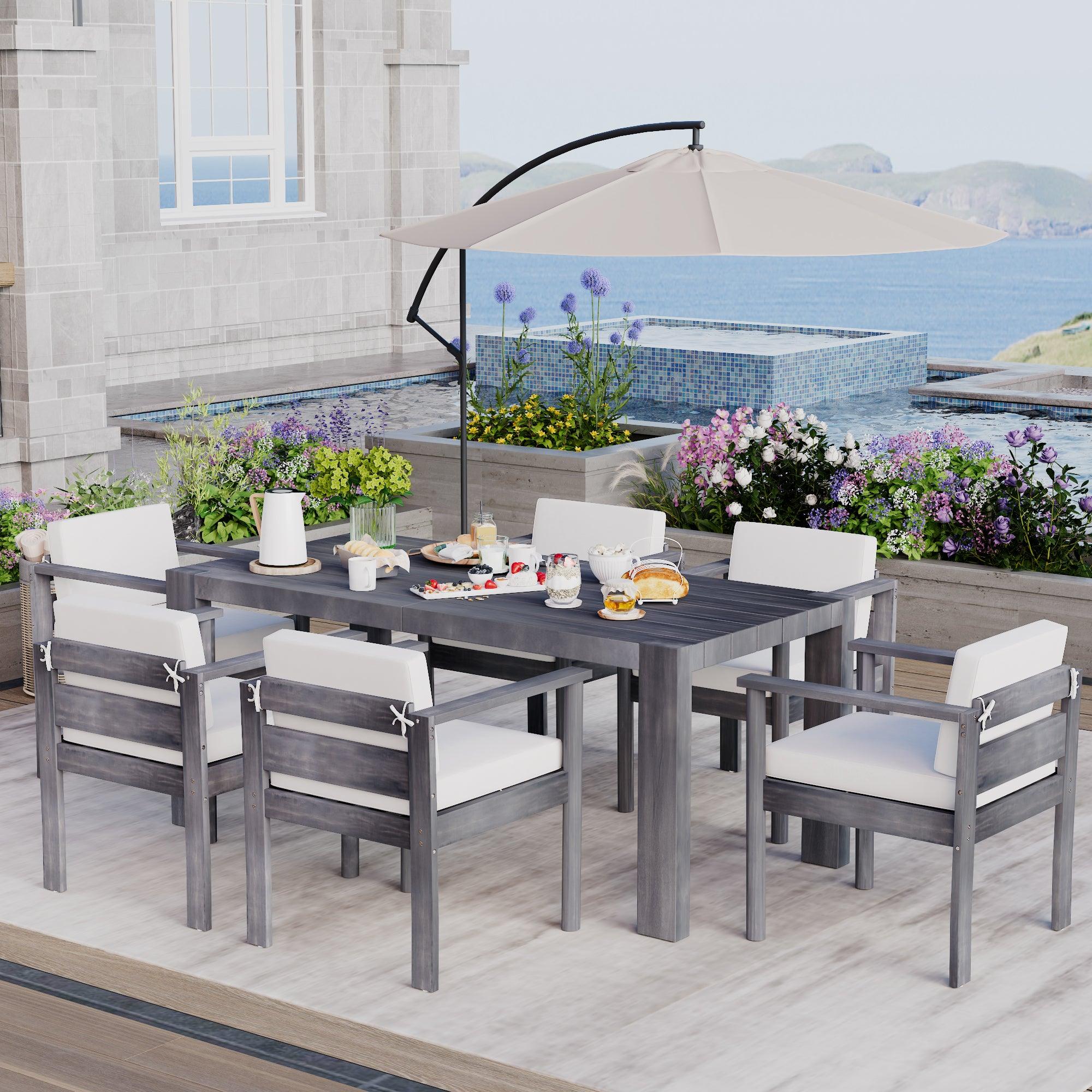 7-Piece Outdoor Patio Dining Set with 72.8
