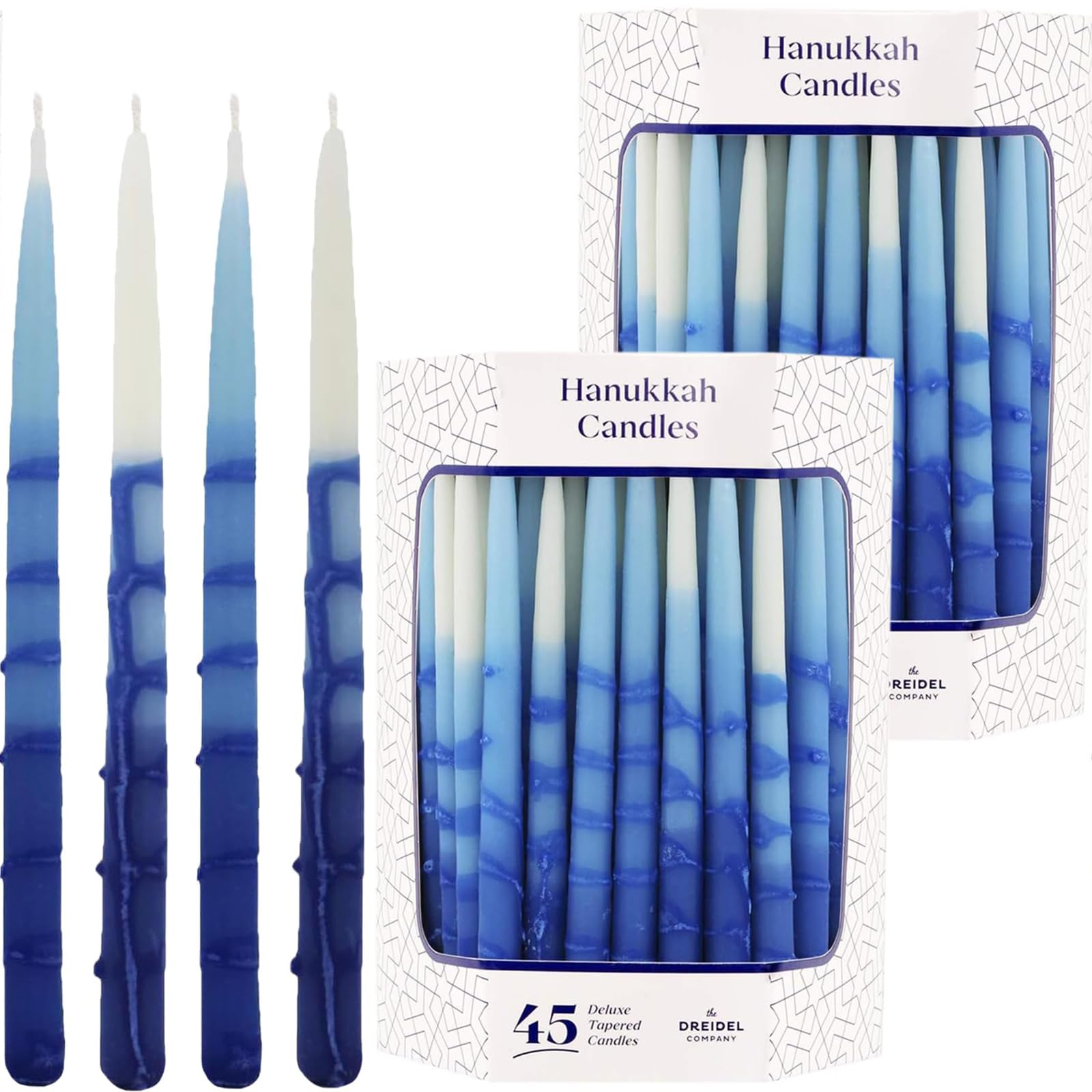 Dripless Deluxe Tapered Hanukkah Candles - Pastel Blue & White Menorah Candles for 8 Nights (2-Pack) | Premium Chanukah Candle Set for Home Decor & Jewish Holiday Celebrations