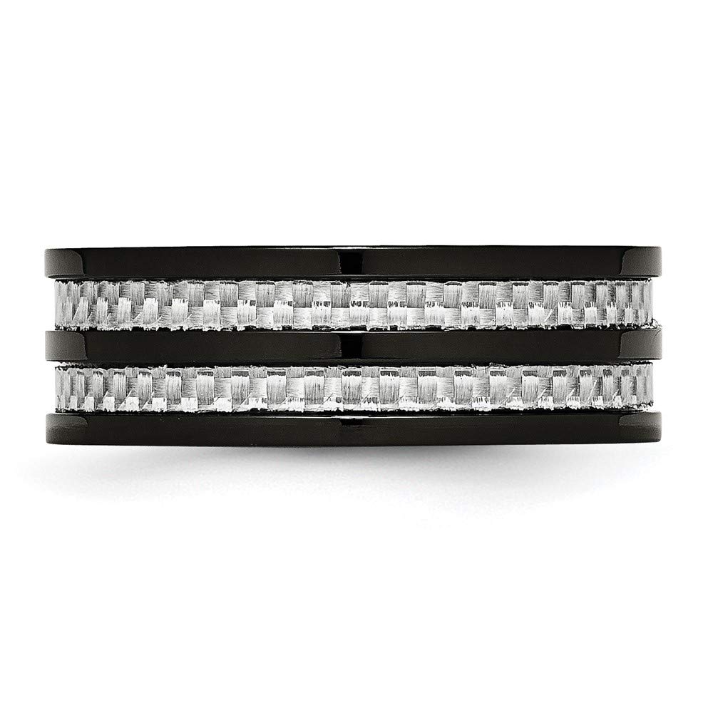 8mm Titanium Black Ion Plated Carbon Fiber Inlay Wedding Band Ring for Women - Elegant Bridal Engagement Jewelry Gift for Her - Perfect for Anniversaries, Proposals & Special Occasions