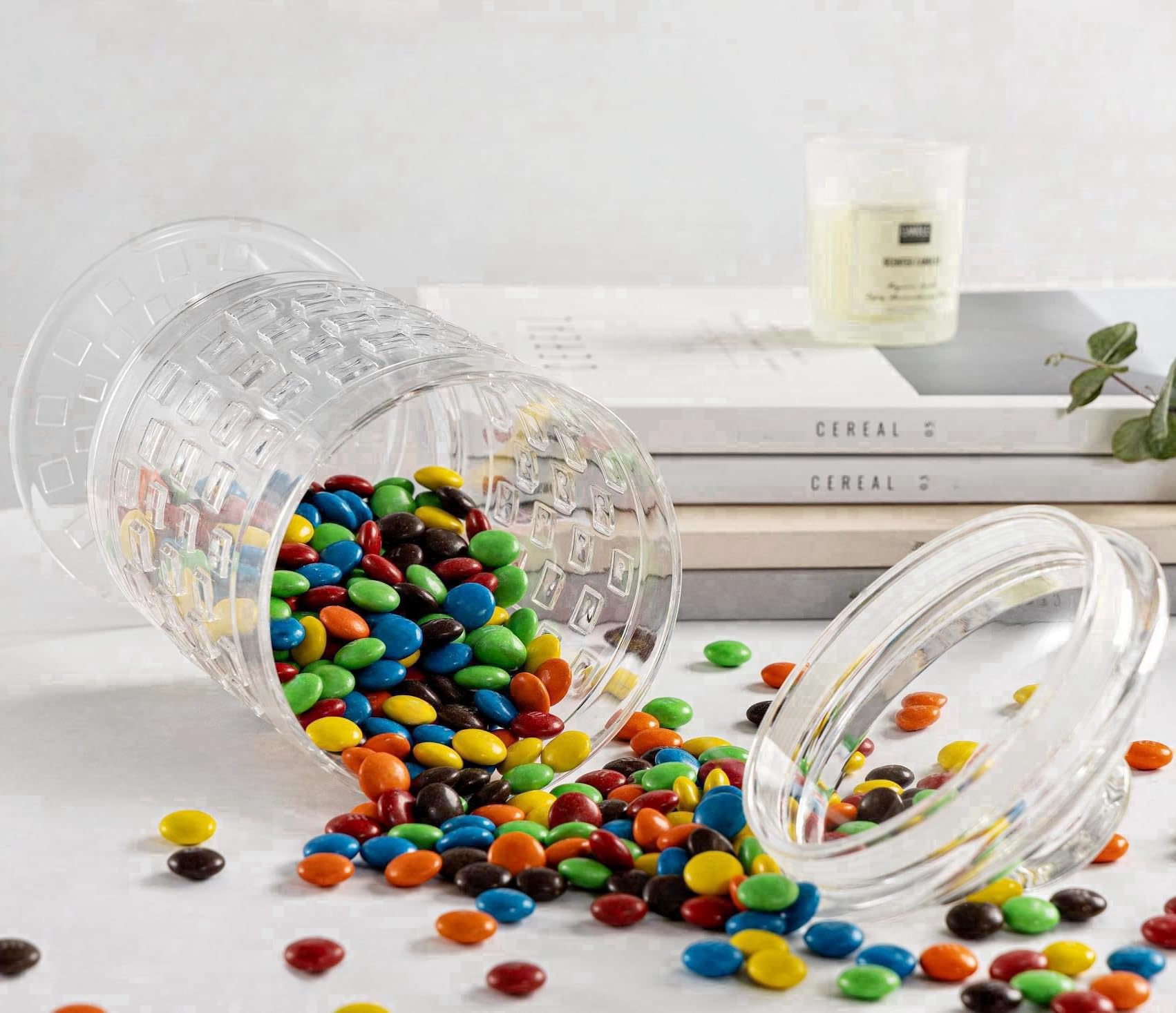 44 oz Clear Acrylic Candy Jars with Lids - BPA-Free Decorative Apothecary Cookie Jars for Candy Buffet, Nuts, Chocolate, Biscuits & Tea Storage - Perfect for Kitchen, Pantry, Party Decor & Gift Packaging