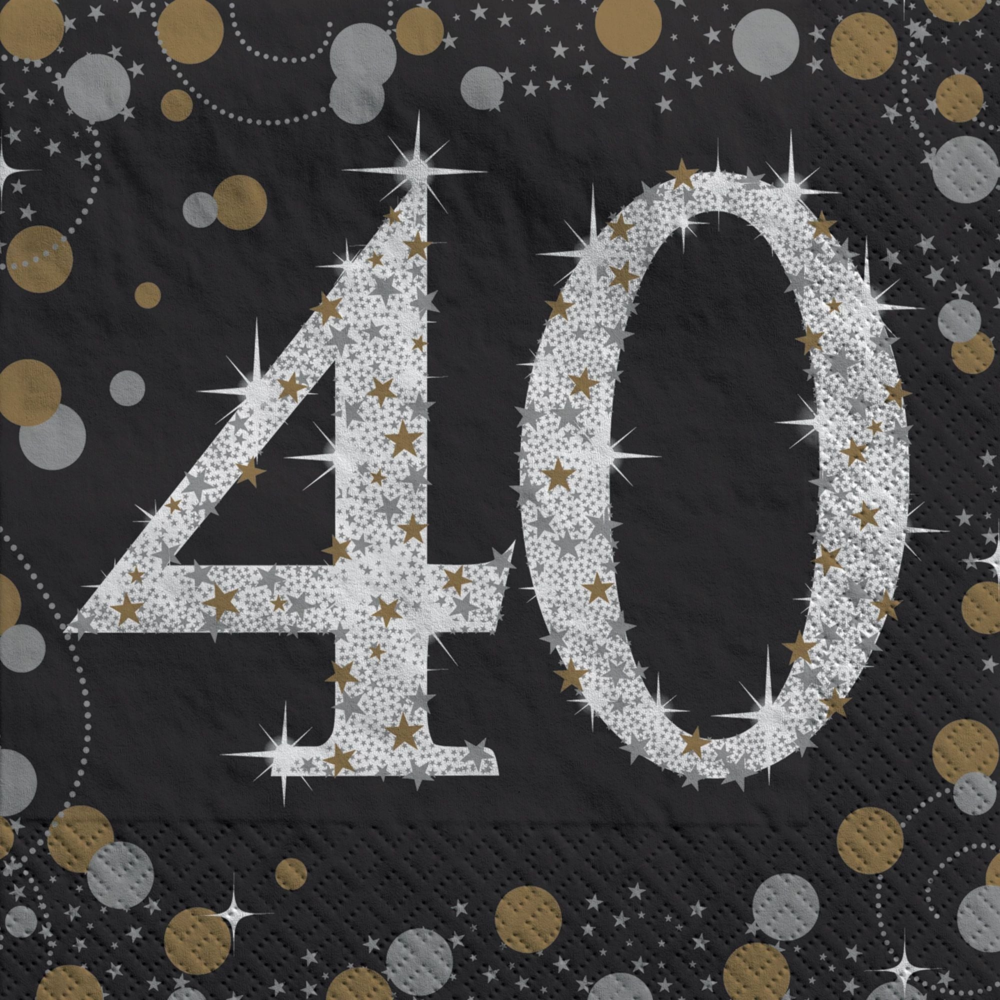 40th Birthday Party Sparkling Celebrity Beverage Napkins - 16 Count, Elegant Cocktail & Dessert Napkins for Anniversary Celebrations