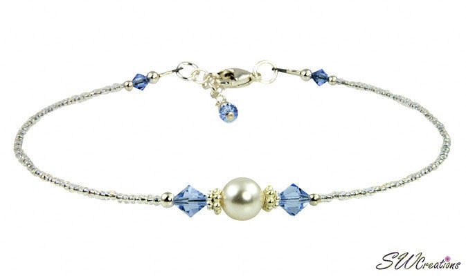 Victoria Something Blue Wedding Anklet - Elegant Sapphire Crystal Bridal Jewelry for Bride, Bridesmaids & Wedding Party (Perfect for Something Blue Tradition, Bridal Shower Gift)