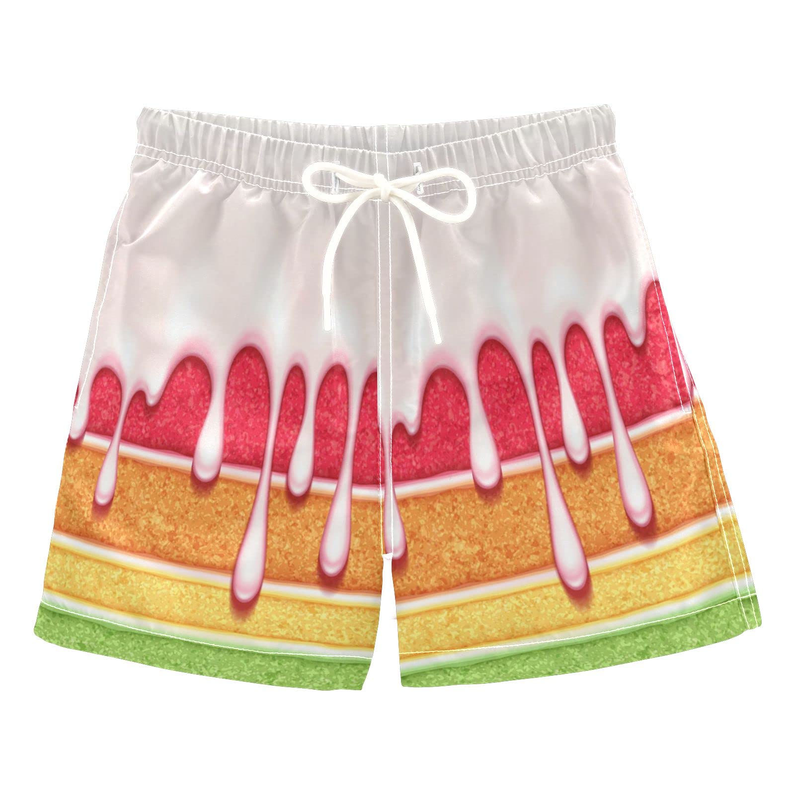 Colorful Rainbow Sponge Cake Boys Swim Trunks - Quick Dry Baby Swimwear for Toddlers 2T - Summer Beach Board Shorts & Bathing Suit for Kids - Perfect for Pool, Water Park and Beach Vacations