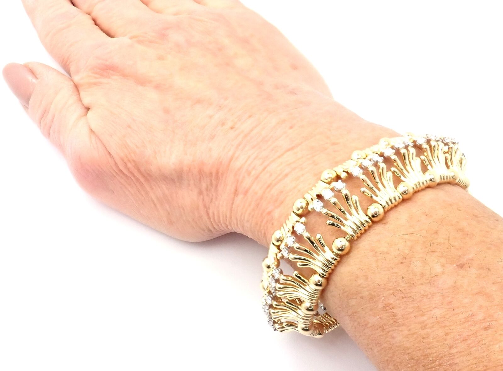 Tiffany & Co Jean Schlumberger 18k Yellow Gold Platinum Diamond Bracelet for Women - Luxury Diamond Tennis Bracelet for Gifts, Anniversaries & Special Occasions