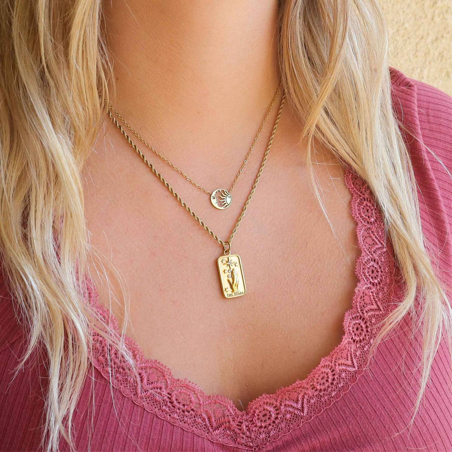 Celestial Tarot Card Necklace - Zodiac & Astrology Inspired Jewelry for Women - Perfect for Spiritual Healing, Meditation & Boho Fashion