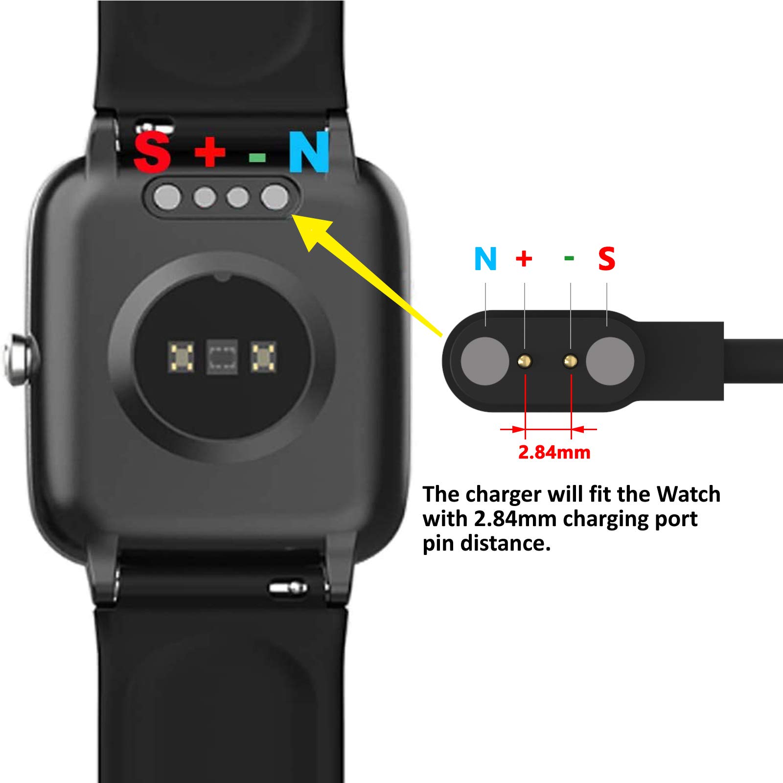 ID Sport01 Smartwatch Charger - 2 Pin Magnetic Charging Cable Compatible with KEEPONFIT ID Sport01/IDW21 Smart Watches (Not for P66 Model) - Perfect for Home, Office & Travel Charging