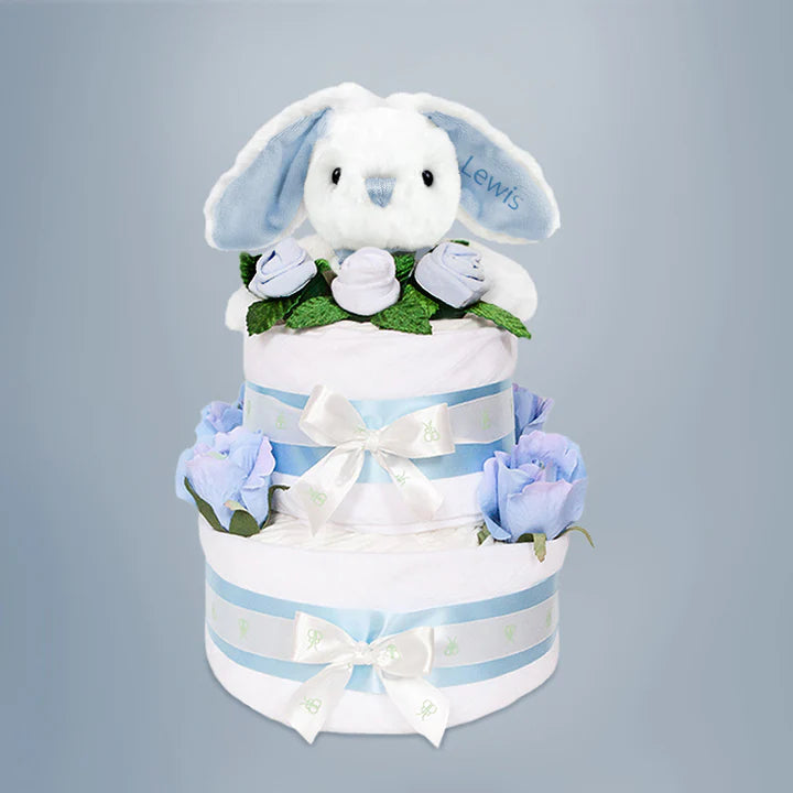 Personalized Bunny Diaper Cake - Unique Baby Shower Gift for Girls & Boys - Perfect for Newborn Celebrations & Nursery Decor - SKU: LBG1052