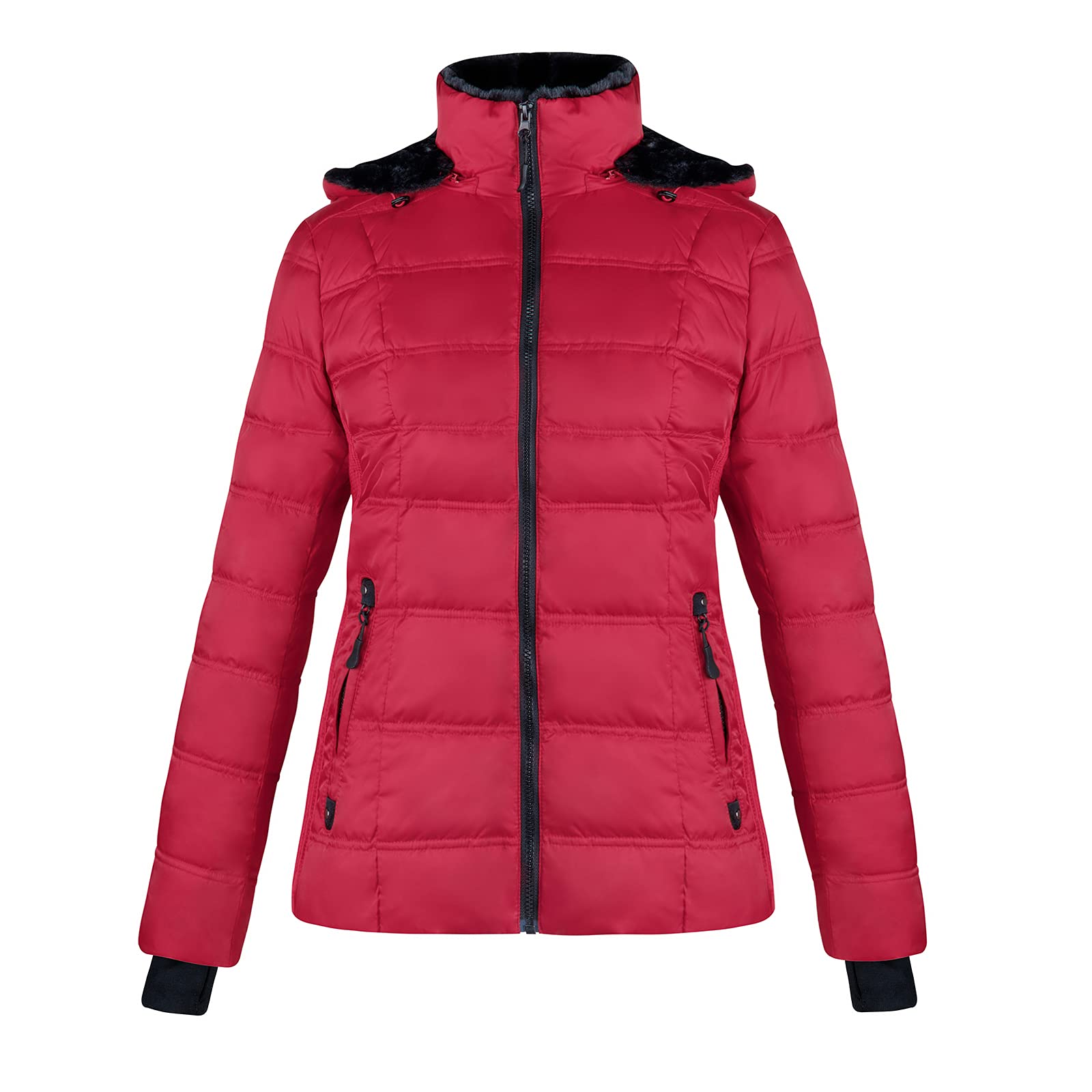 Women's Winter Down Puffer Jacket with Hood & Thumb Holes - Warm Insulated Coat for Cold Weather - Perfect for Skiing, Snowboarding & Outdoor Activities