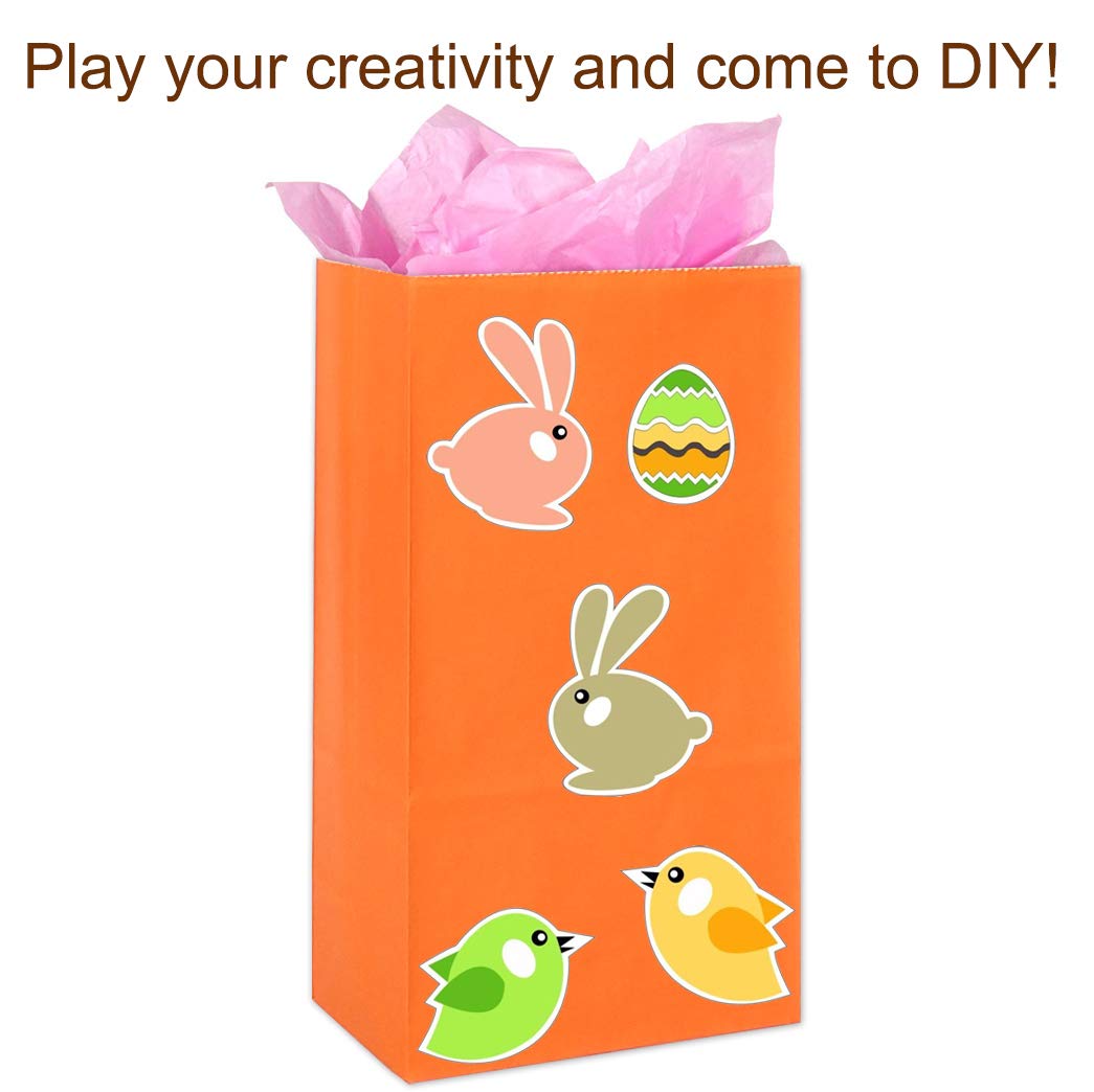 KEYYOOMY Small Orange Paper Bags - 24 Count (4.7x2.4x8.7 Inches) - Party Favor Bags, Goodie Bags, Lunch Bags for Halloween, Birthday Parties, Baby Showers & School Events