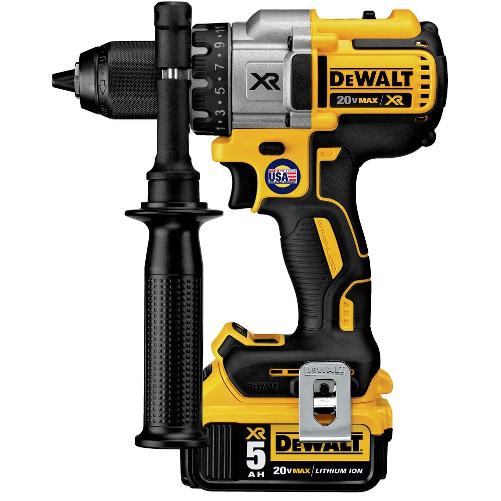 DEWALT 20V MAX XR Brushless Cordless Drill/Driver Kit - 3-Speed, 5.0Ah Battery, Powerful & Lightweight (DCD991P2) for Home Improvement, Construction & DIY Projects