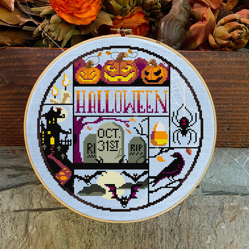 Halloween Night Cross Stitch Pattern PDF - Spooky Embroidery Design for DIY Decor, Costumes & Party Favors - Perfect for Home Decor, Gifts & Craft Projects