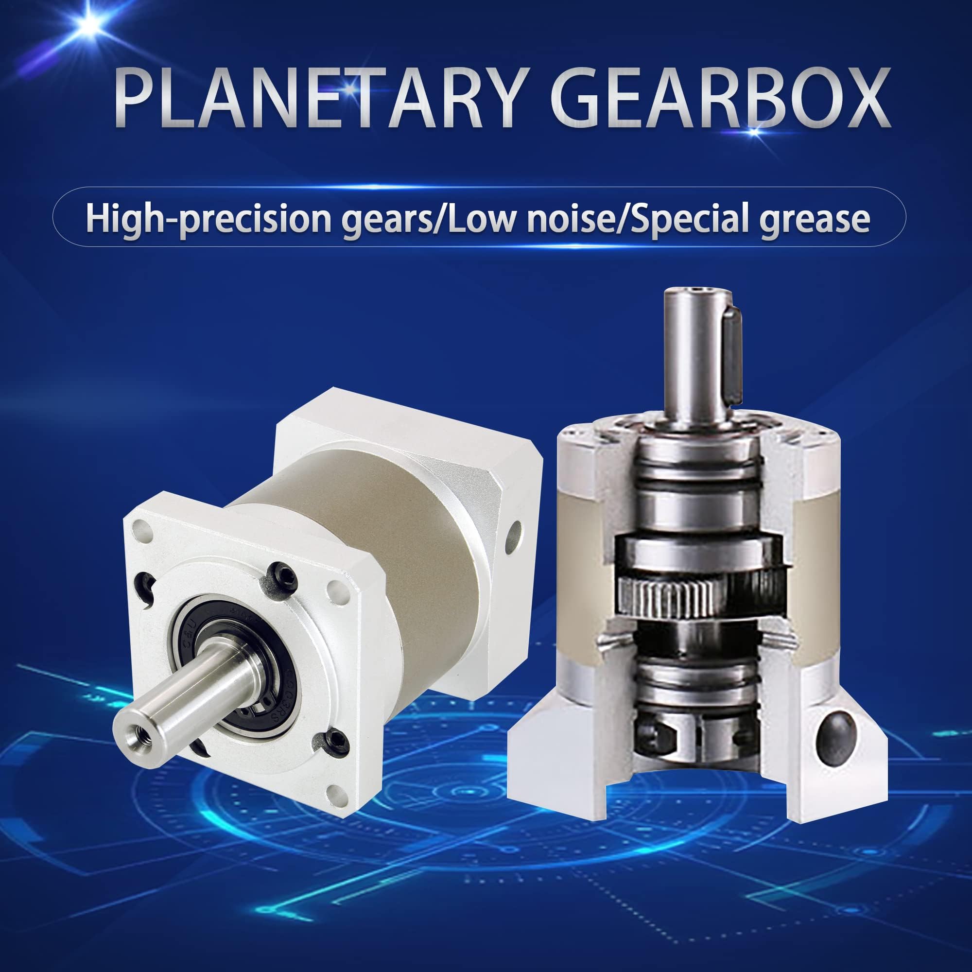 CNCTOPBAOS Nema23 Stepper Motor Planetary Gearbox Speed Reducer 7 Arc-Min for 8mm Shaft 57mm Motor 3000RPM Gear Ratio 50:1 IP65 - Perfect for CNC Router, Benchtop Lathe Machine, 3D Printer & Industrial Automation (50:1)