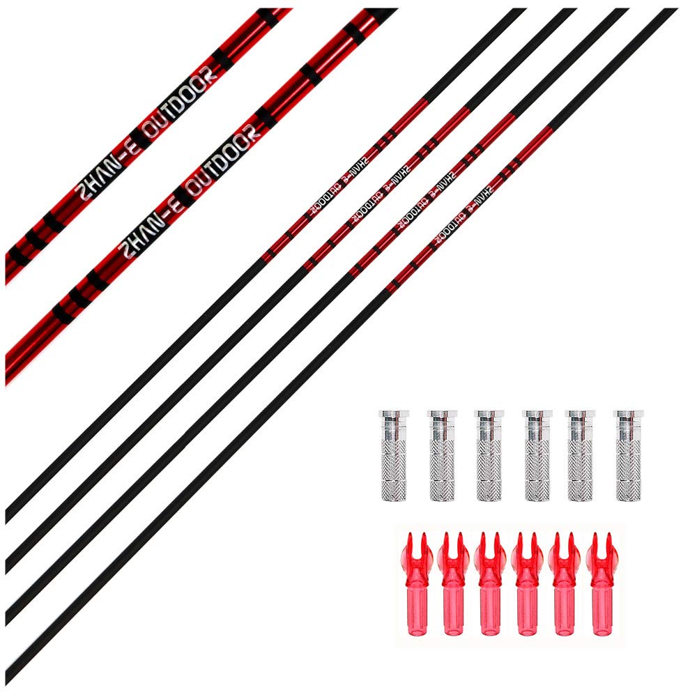 500 Spine Practice Archery Target Youth Arrow Shafts with Aluminum Inserts - 12/24 Pack for Compound & Recurve Bows - Perfect for Outdoor Training, Hunting Practice, and Youth Archery Competitions