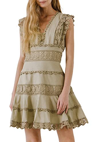Endless Rose Lace Cami Midi Dress for Women - Elegant Floral Lace Summer Dress with Spaghetti Straps & Slit - Perfect for Date Night, Wedding Guest, Cocktail Party & Vacation