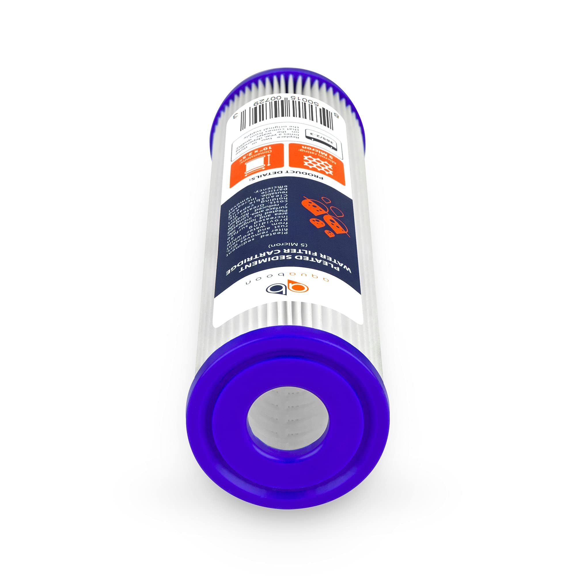 Aquaboon 10x2.5 Inch 5 Micron Whole House Pleated Sediment Water Filter Cartridge - 50 Pack Replacement for Well Water Systems, Compatible with WFPFC3002 & WHKF-WHPL - Perfect for Home Water Filtration and Sediment Removal