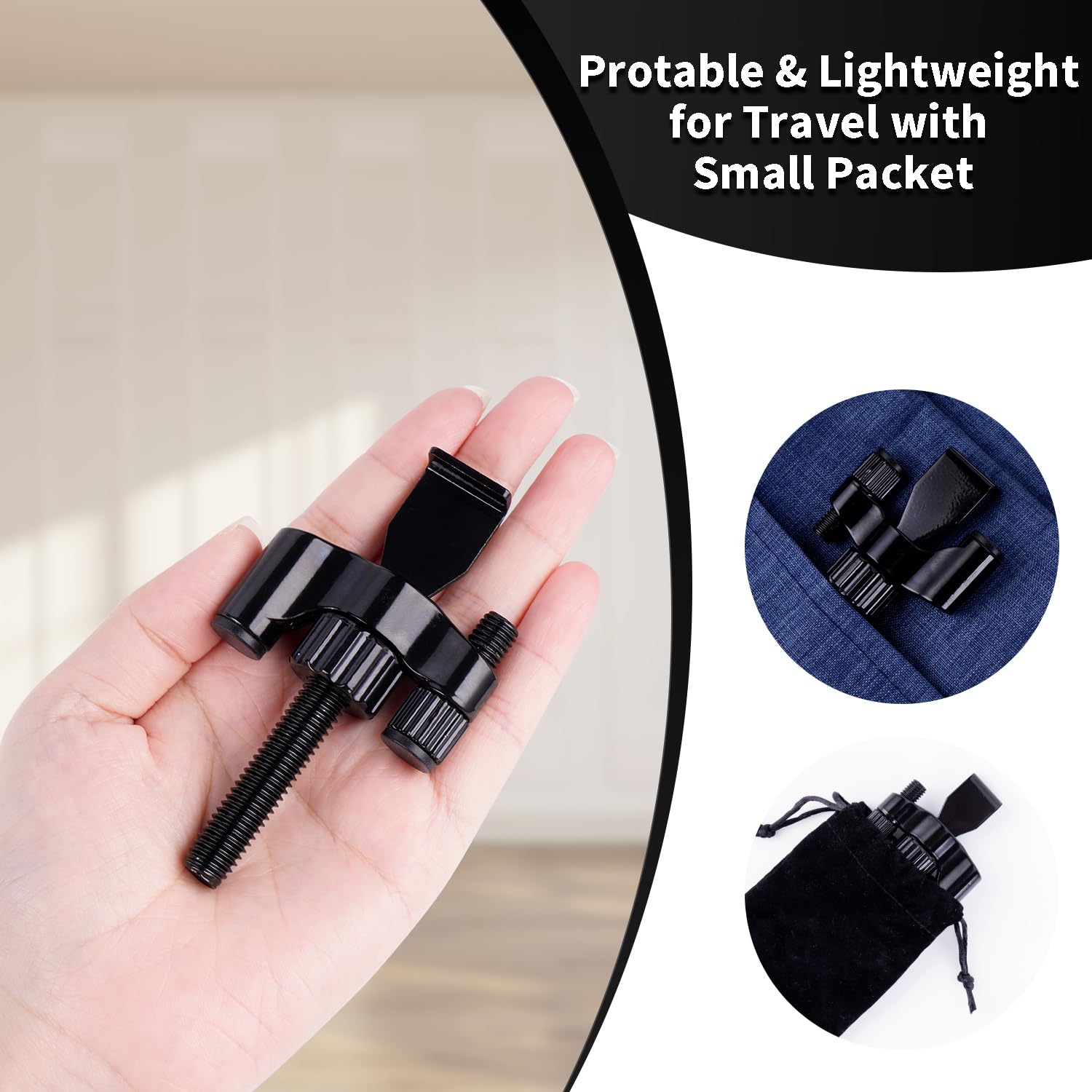 Upgraded Portable Door Lock - Adjustable Anti-Theft Security Lock for Travel, Home, Hotel & Apartment - Extra Privacy & Safety for School Dorm - Black | Perfect for Solo Travelers, Airbnb Guests & College Students
