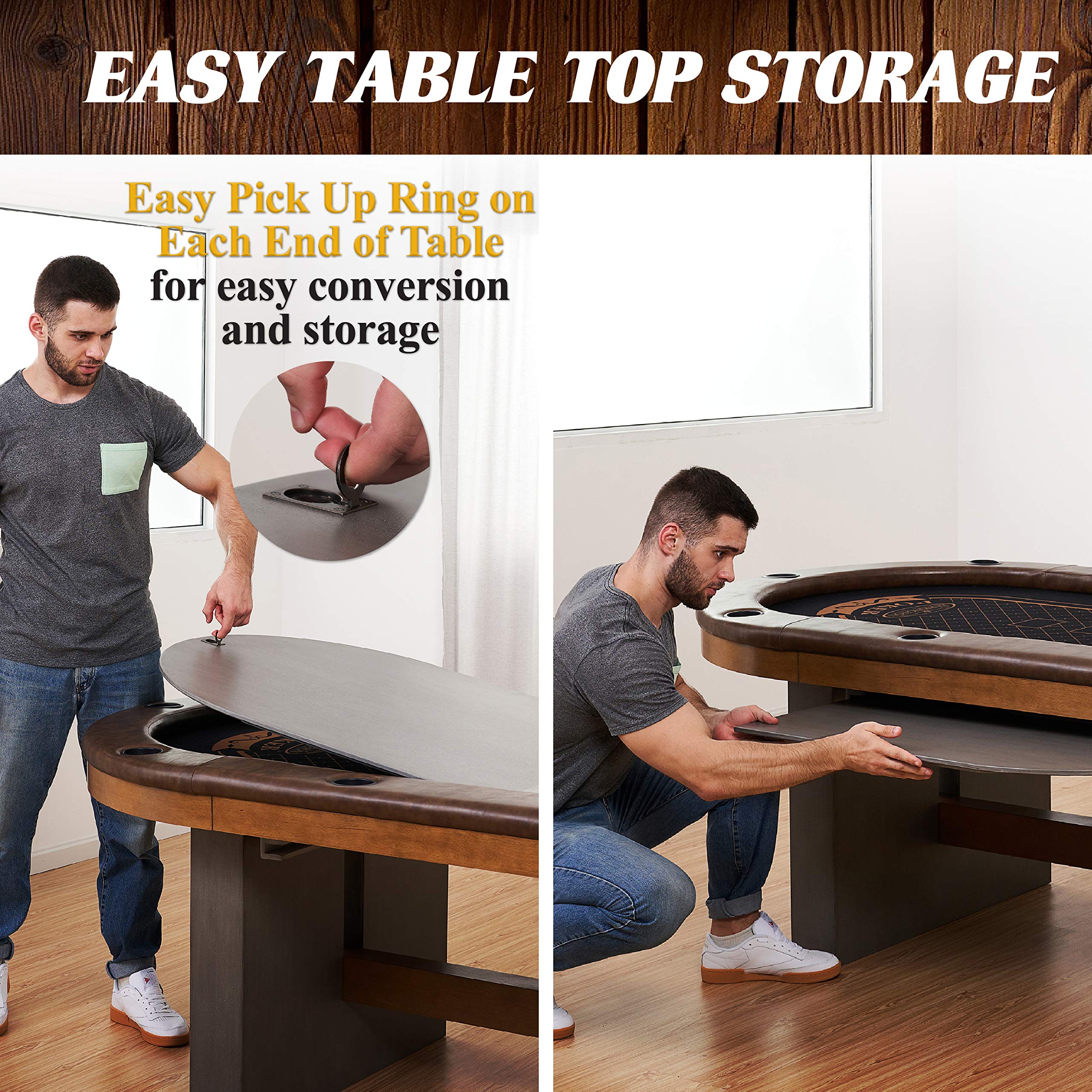 Premium Barrington Folding Poker Table & Table Top Set - Durable Padded Rail with Felt Surface for Texas Hold'em, Blackjack & Casino Night - Convertible to Dining Table for Home Game Rooms & Parties