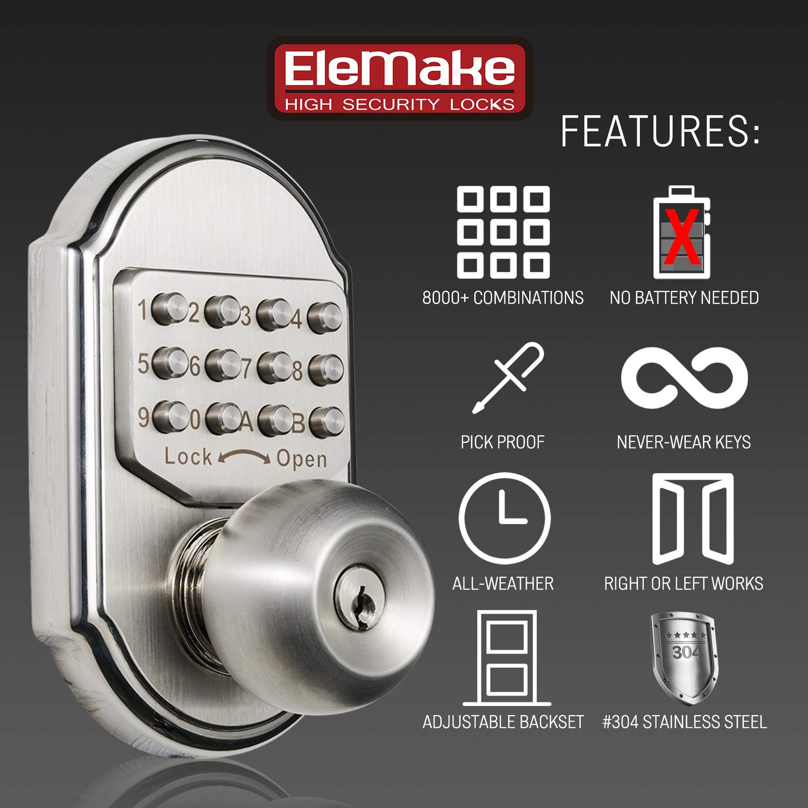 Smart Keyless Entry Door Lock with Keypad - Secure Digital Deadbolt Lock for Exterior Doors | Stainless Steel 304 Mechanical Lock | Easy DIY Installation | Perfect for Homes, Apartments & Vacation Rentals