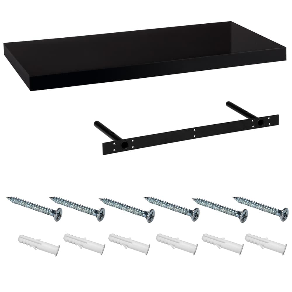 CASARIA® Set of 2 Floating Shelves 50cm x 23cm - Matt Grey MDF Wall Shelves with Hidden Brackets | 38mm Thick, 15kg Load Capacity | Perfect for Living Room, Kitchen, Bedroom & Office Storage & Decor