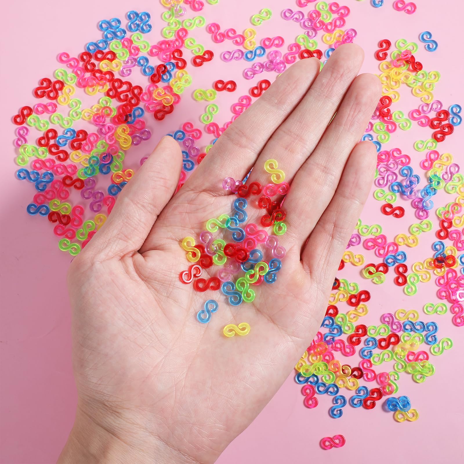 1500 Pcs Rubber Band S Clips - Loom Band Clips for DIY Bracelet Making, Plastic Connector Refills for Rainbow Loom Bracelets - Perfect for Kids Crafts, Jewelry Making & DIY Projects