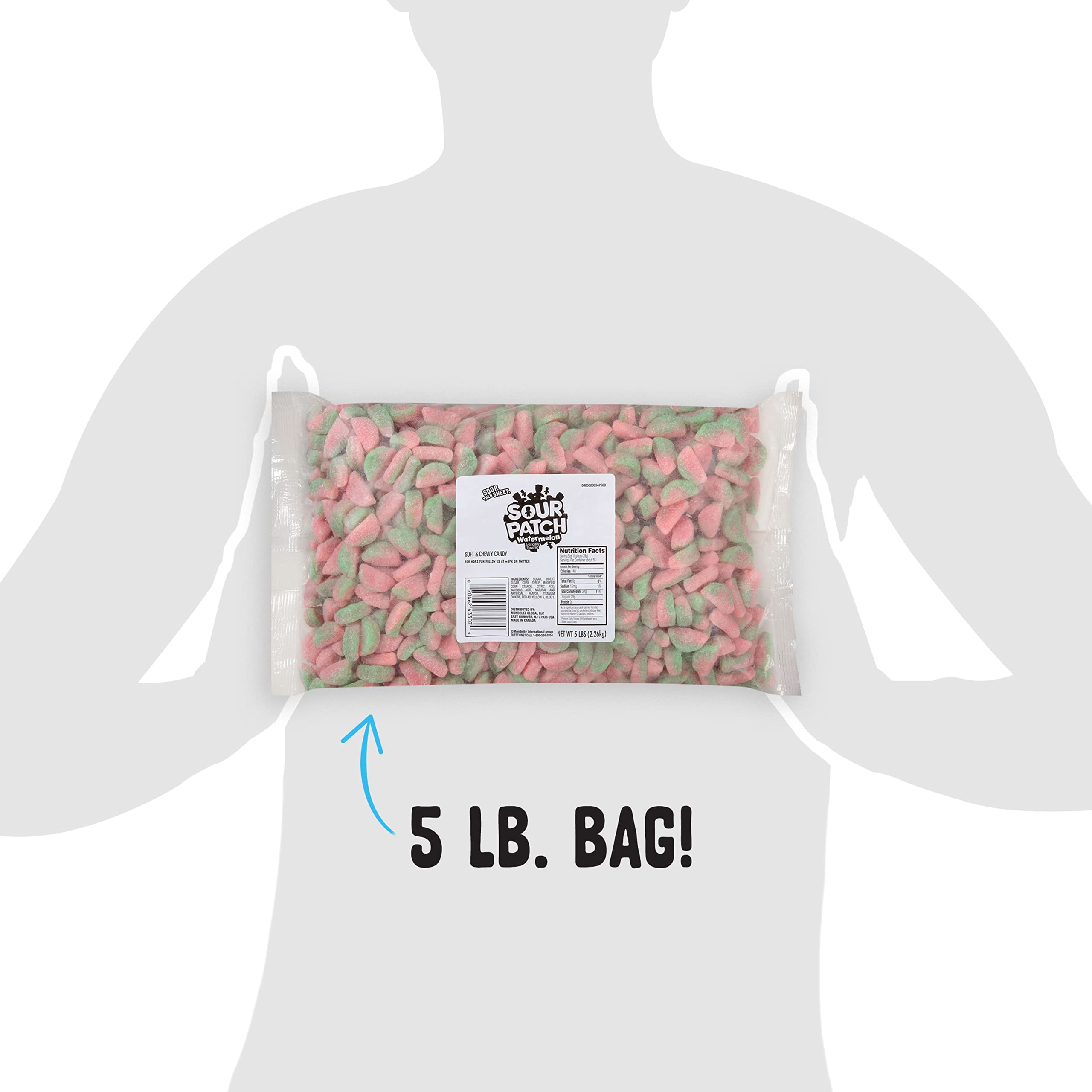Sour Patch Kids Watermelon Soft & Chewy Candy - 5 lb Bulk Pack for Parties, Halloween, Movie Nights & Snacking