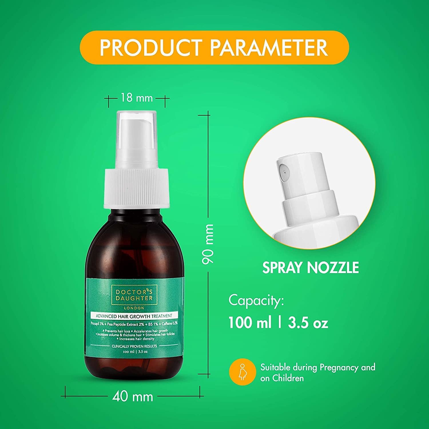Doctor's Daughter Hair Growth Serum with Rosemary Oil Extract - Natural Hair Loss Treatment for Men & Women - Organic Hair Regrowth Spray with Biotin, Pea Protein & Caffeine | Promotes Thicker, Healthier Hair for Daily Use & Styling