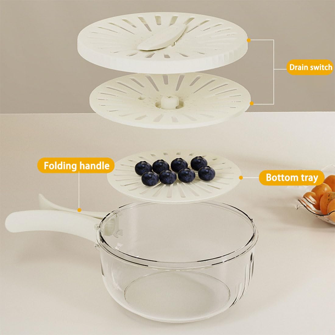 Raidley 2-in-1 Draining Basket & Vegetable Washing Bowl with Strainer - Multifunctional Fruit & Veggie Storage Container for Refrigerator (Brown) - Perfect for Kitchen, Salad Prep & Healthy Food Storage