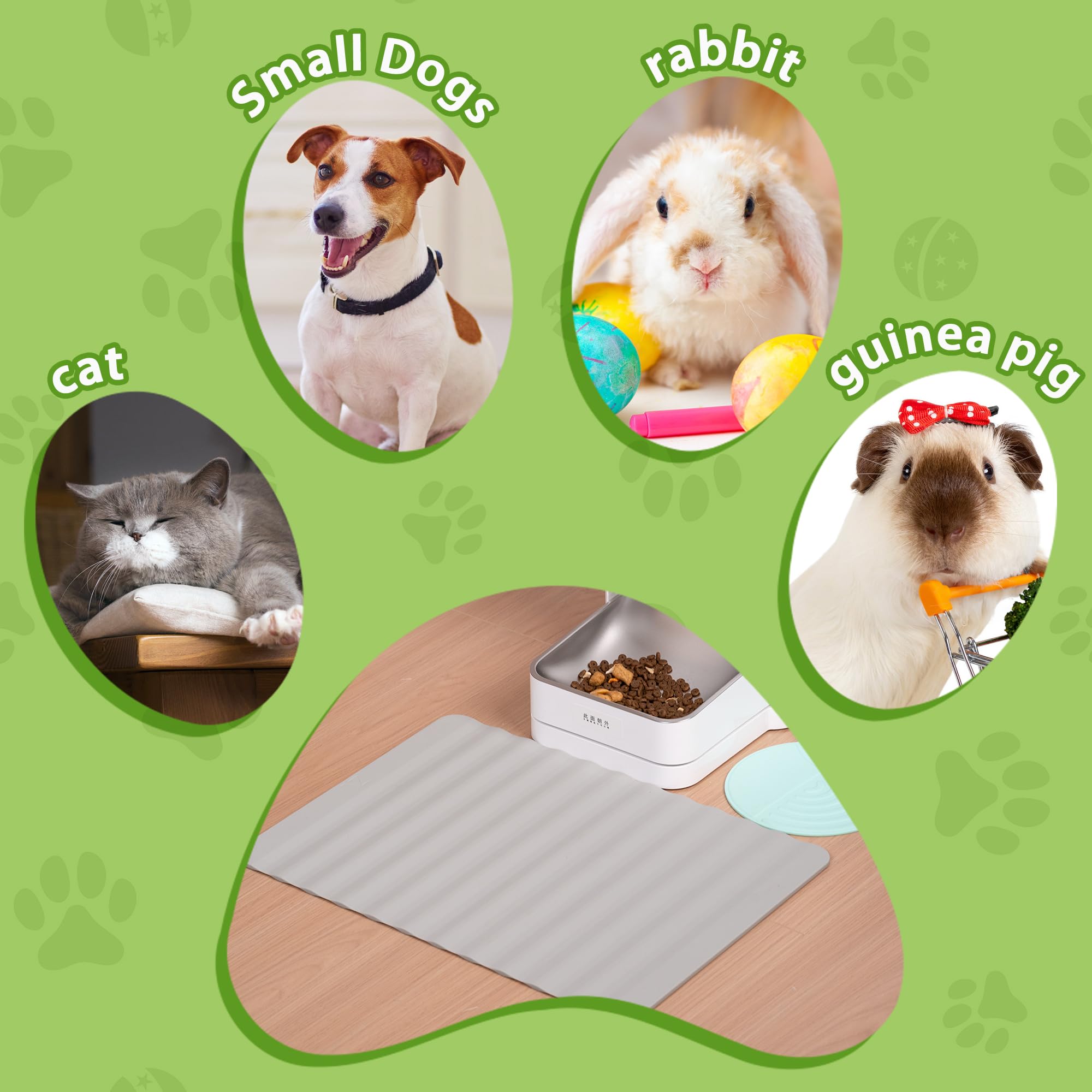 Li&Zhao Waterproof Pet Feeding Mat - Non-Slip Dog & Cat Food Bowl Mat for Floors, Easy Clean Durable Placemat for Pet Food & Water Dishes (Grey) - Perfect for Messy Eaters & Spill Protection in Kitchens or Outdoor Areas