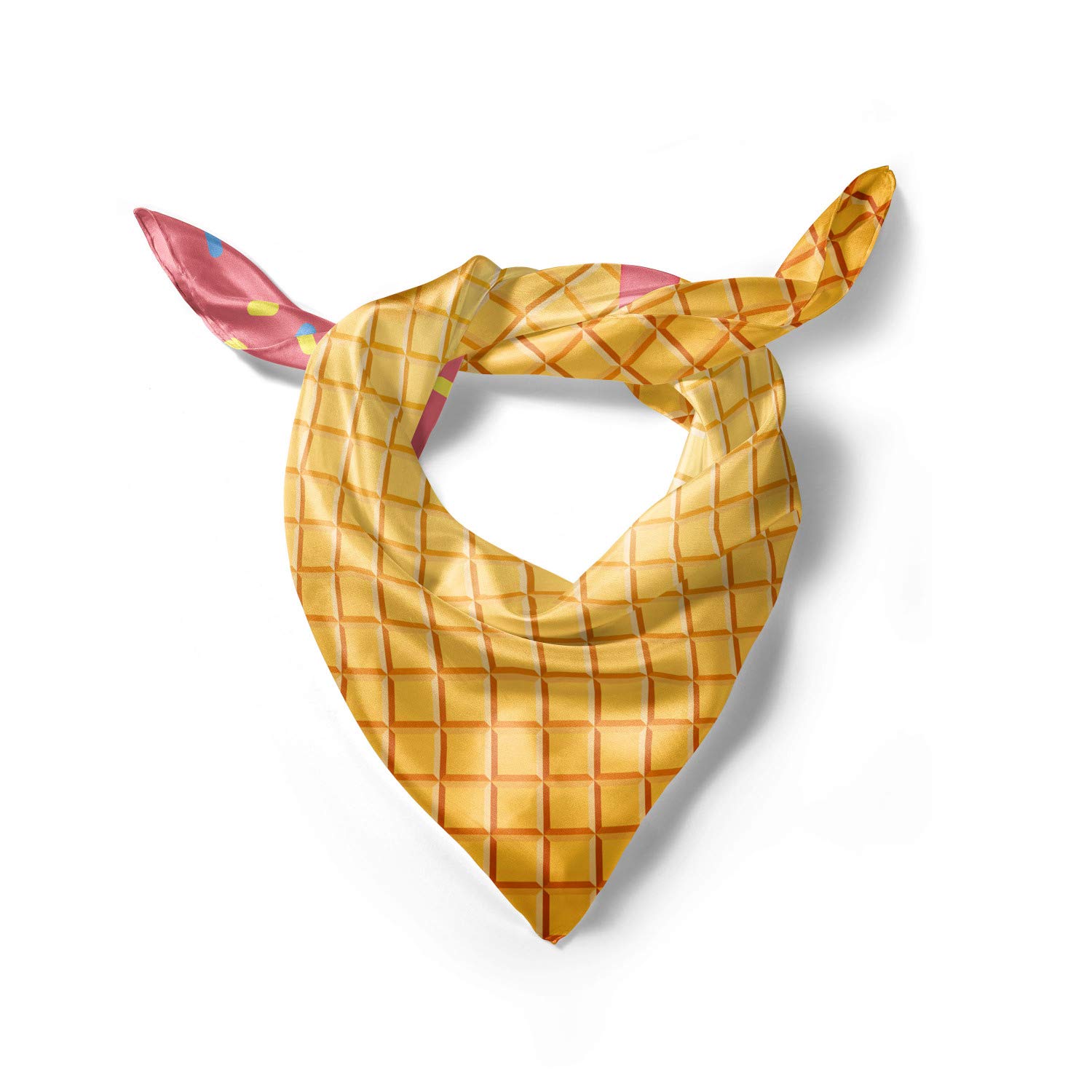 Ambesonne Ice Cream Print Headscarf - Soft Waffle Pattern Hijab Scarf for Women - Perfect for Summer Fashion, Beach Outings & Modest Wear