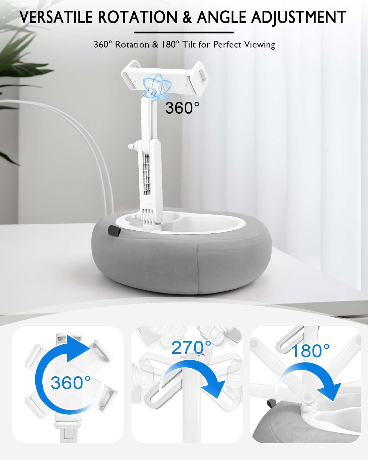 360° Rotating Tablet Pillow Stand for iPad, Kindle, Samsung & Phones 5
