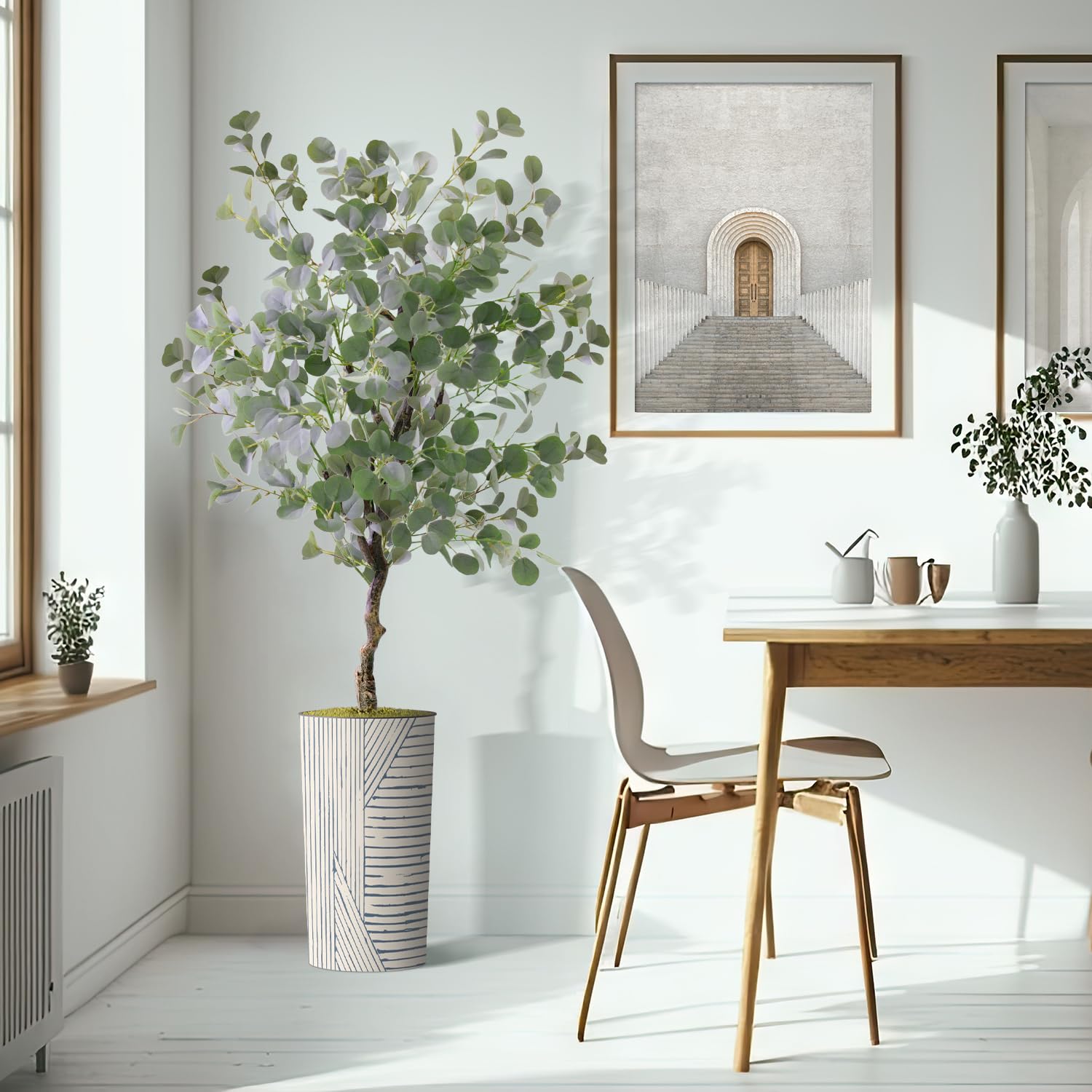 Artificial Eucalyptus Silk Tree in Geometric Planter - 66