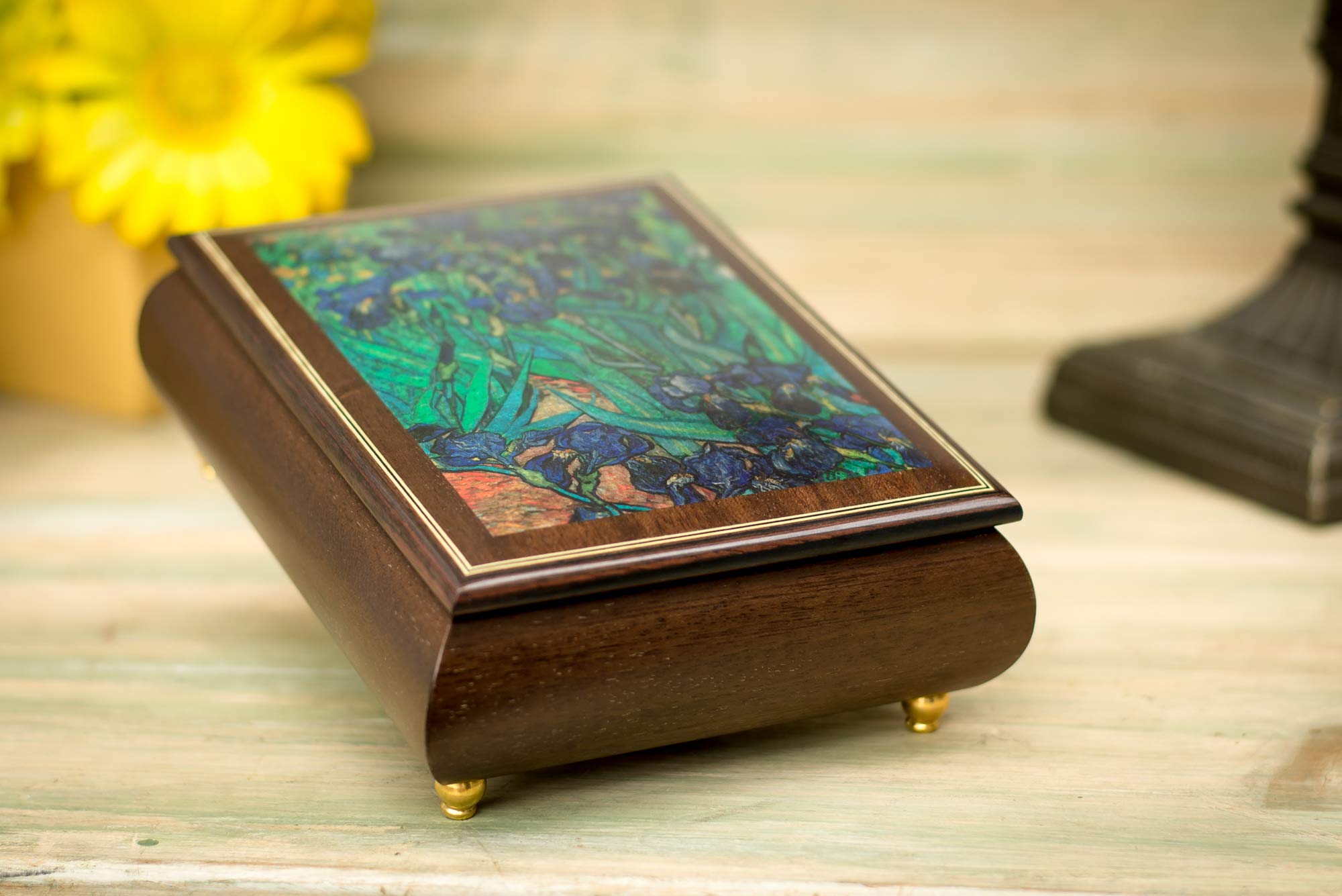 Van Gogh Irises Art Music Jewelry Box - Handmade Wooden Keepsake Box with Customizable Tune | Perfect Gift for Music Lovers & Art Collectors (Home Decor, Wedding Present, Anniversary Gift)