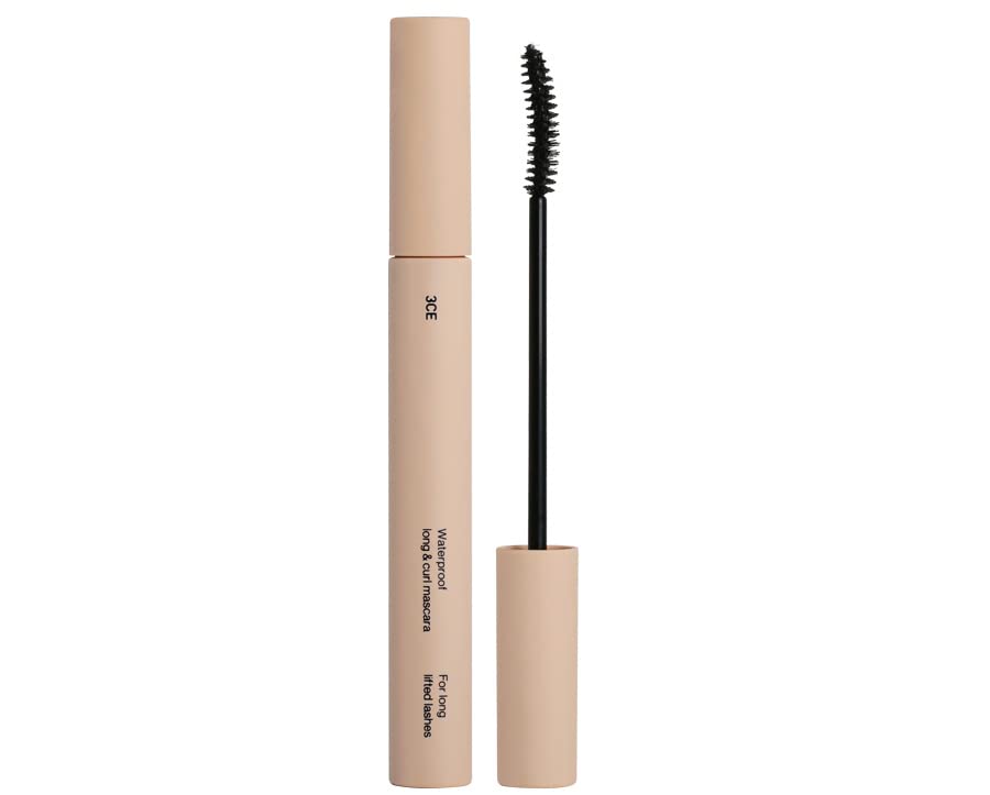 3CE Waterproof Long & Curl Mascara Black 5.5g - Volumizing, Lengthening, Smudge-Proof - ABG Style K-Beauty Korean Makeup for Everyday Glam & Night Out Looks