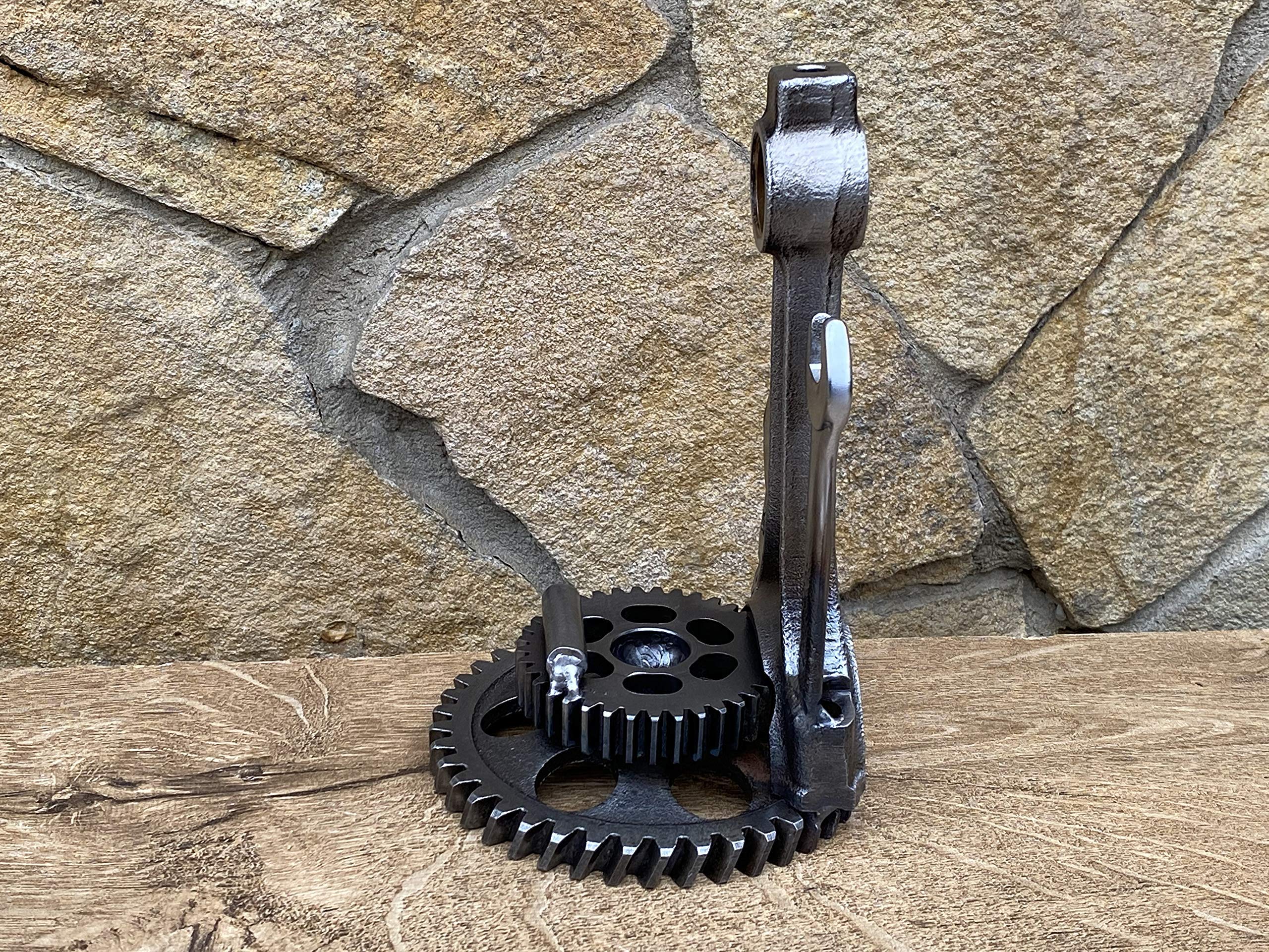 Industrial Decor Metal Phone Stand & Business Card Holder - Durable Steel Smartphone Stand for Office Desk, Home Decor, and Unique Iron Gifts for Coworkers