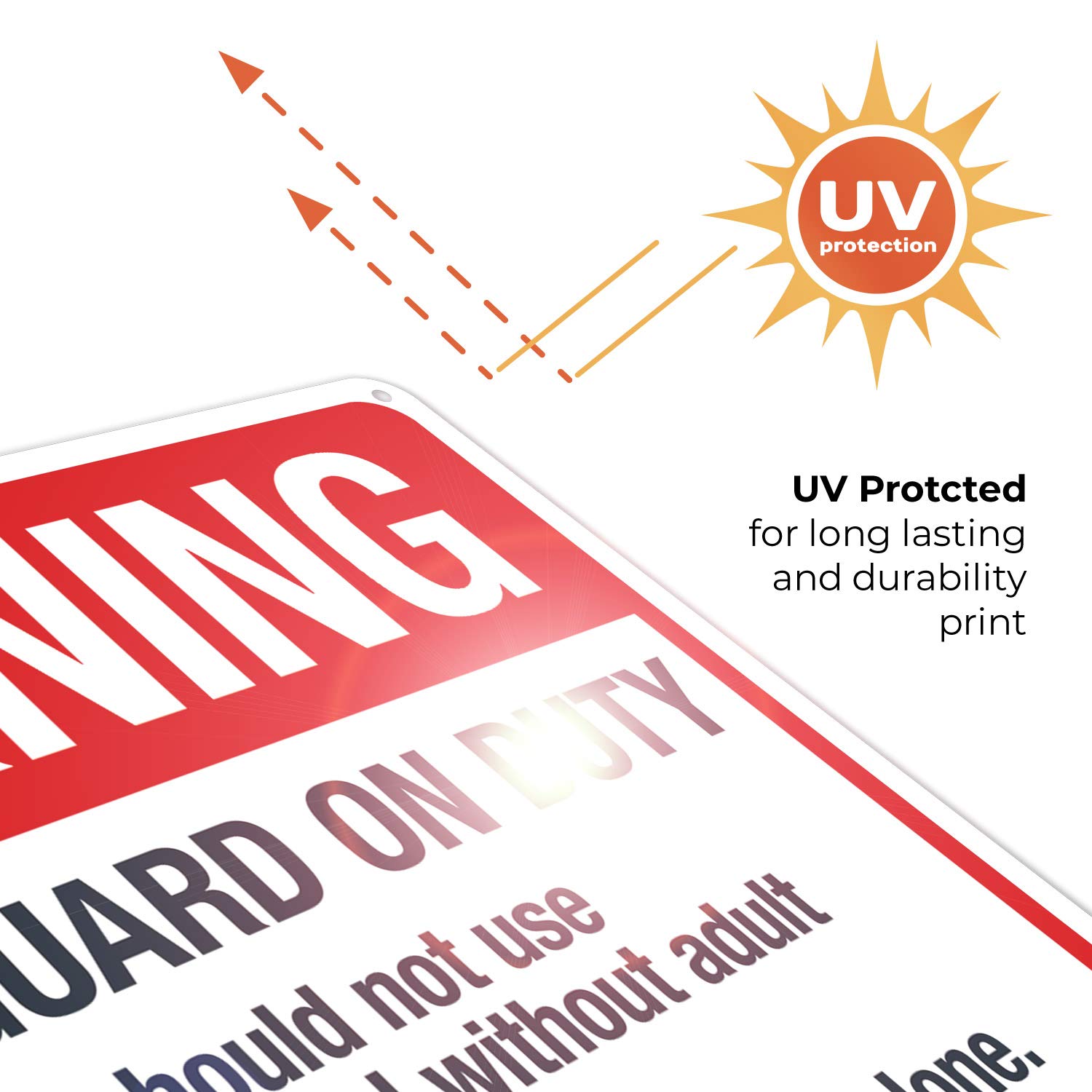 No Lifeguard On Duty Sign - 10x14 Inches Rust-Free .040 Aluminum Pool Safety Sign, Fade Resistant for Indoor/Outdoor Use - Made in USA | Perfect for Swimming Pools, Water Parks & Backyard Safety