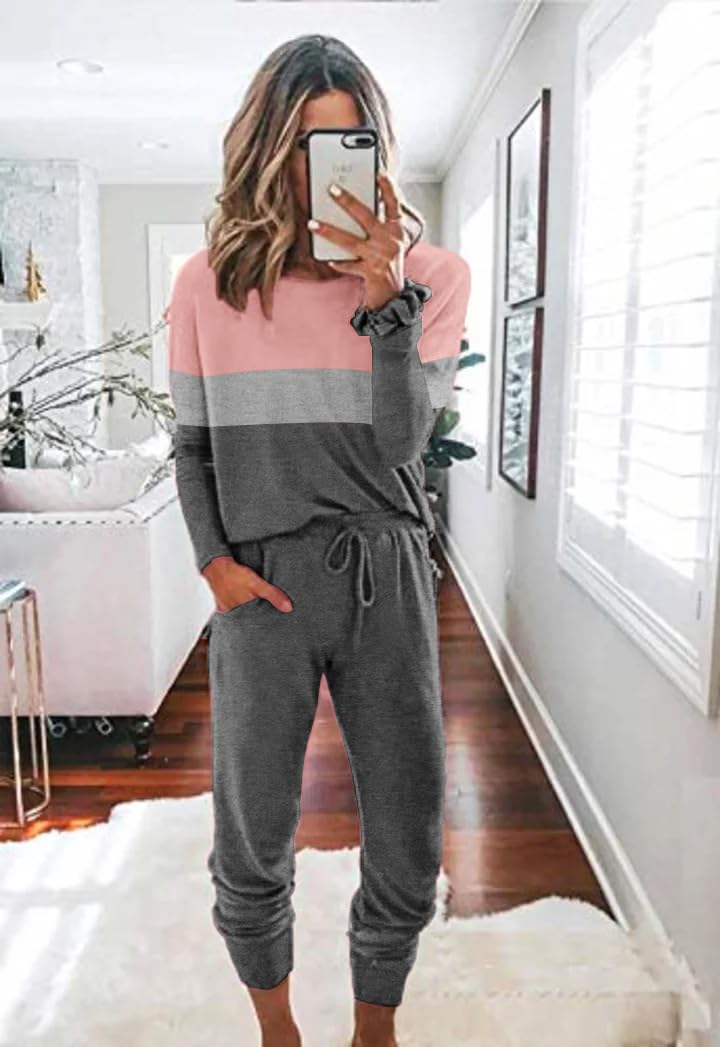 ETCYY Women's Lounge Sets - Soft Sweatsuits 2 Piece Outfit with Long Sleeve Top & Pants for Yoga, Workout & Home Relaxation | Athletic Tracksuit for Casual Wear