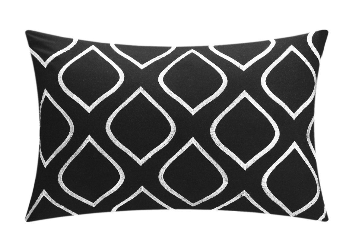 Chic Home CS3962-AN Brenton Super Rich Microfiber Stitch Embroidered 9-Piece Comforter Set - Queen Size, Black | Luxury Bedding for Master Bedroom & Guest Room Decor