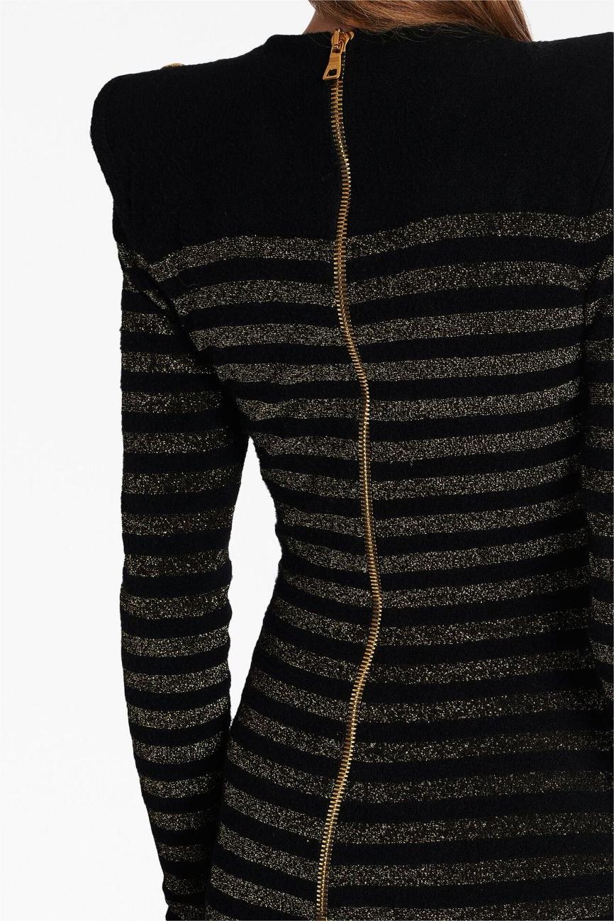 CARLIN JERSEY STRIPE LONG SLEEVE MINI DRESS IN BLACK | Women's Fashion Casual Dress for Party, Date Night & Office Wear