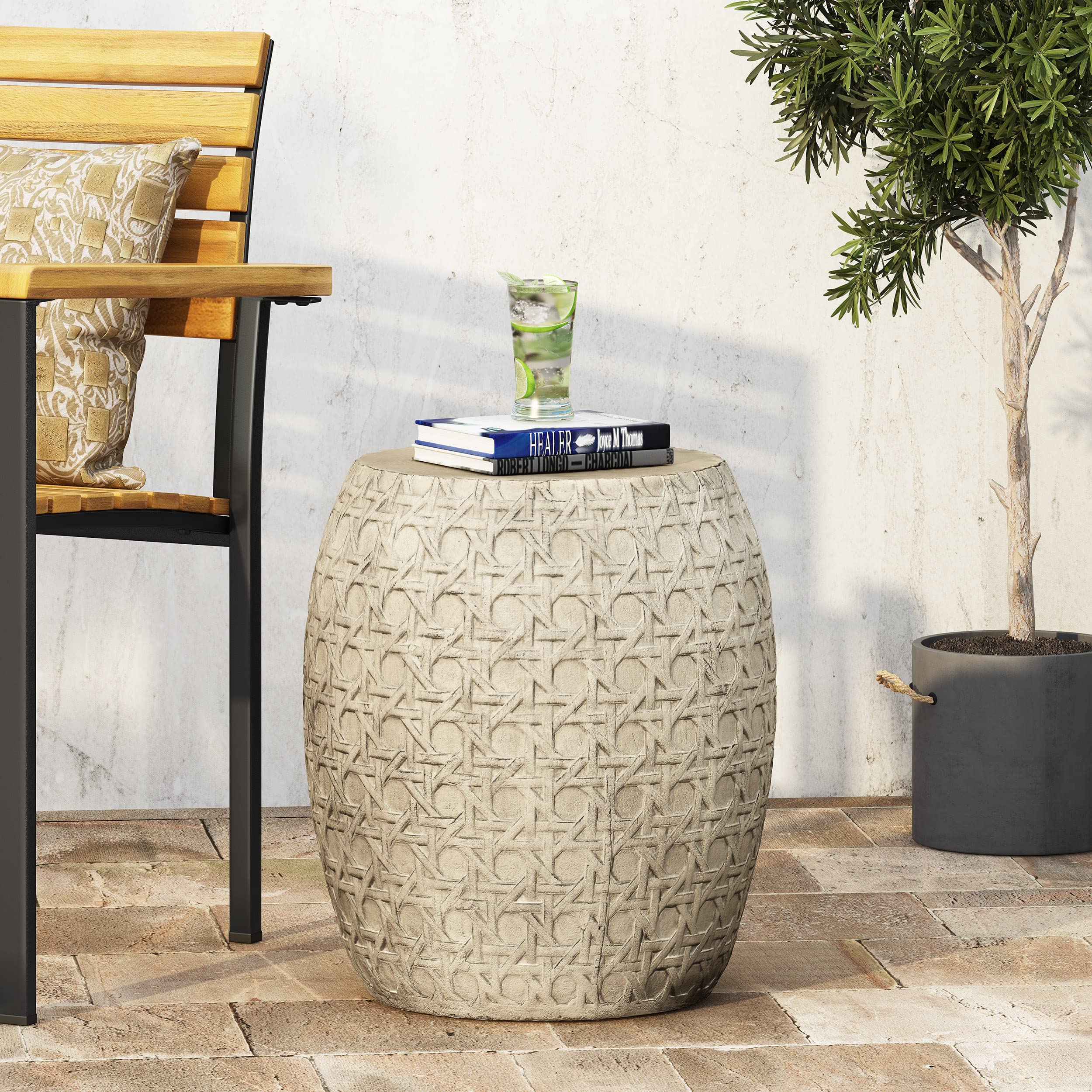 Christopher Knight Home Wickson End Table - Antique Yellow Finish Side Table for Living Room, Bedroom & Office - Small Accent Table with Classic Design for Home Decor