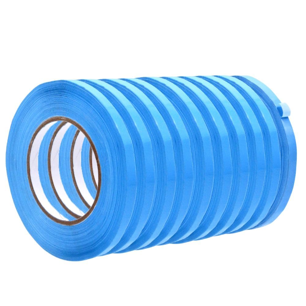 WOD BSTC22PVC Light Blue 10 Pack Poly Bag Sealer Tape - 3/8 inch x 180 yds | Color Coding for Perishables, Food Storage, Meat Aging & Gift Packaging | Ideal for Grocery Stores, Butcher Shops & Candy Packaging