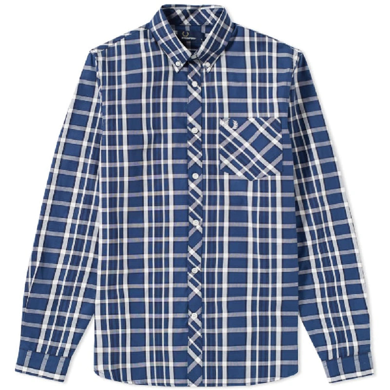 Fred Perry Service Blue Button Down Shirt | Classic Men's Casual Dress Shirt for Office, Party & Everyday Wear